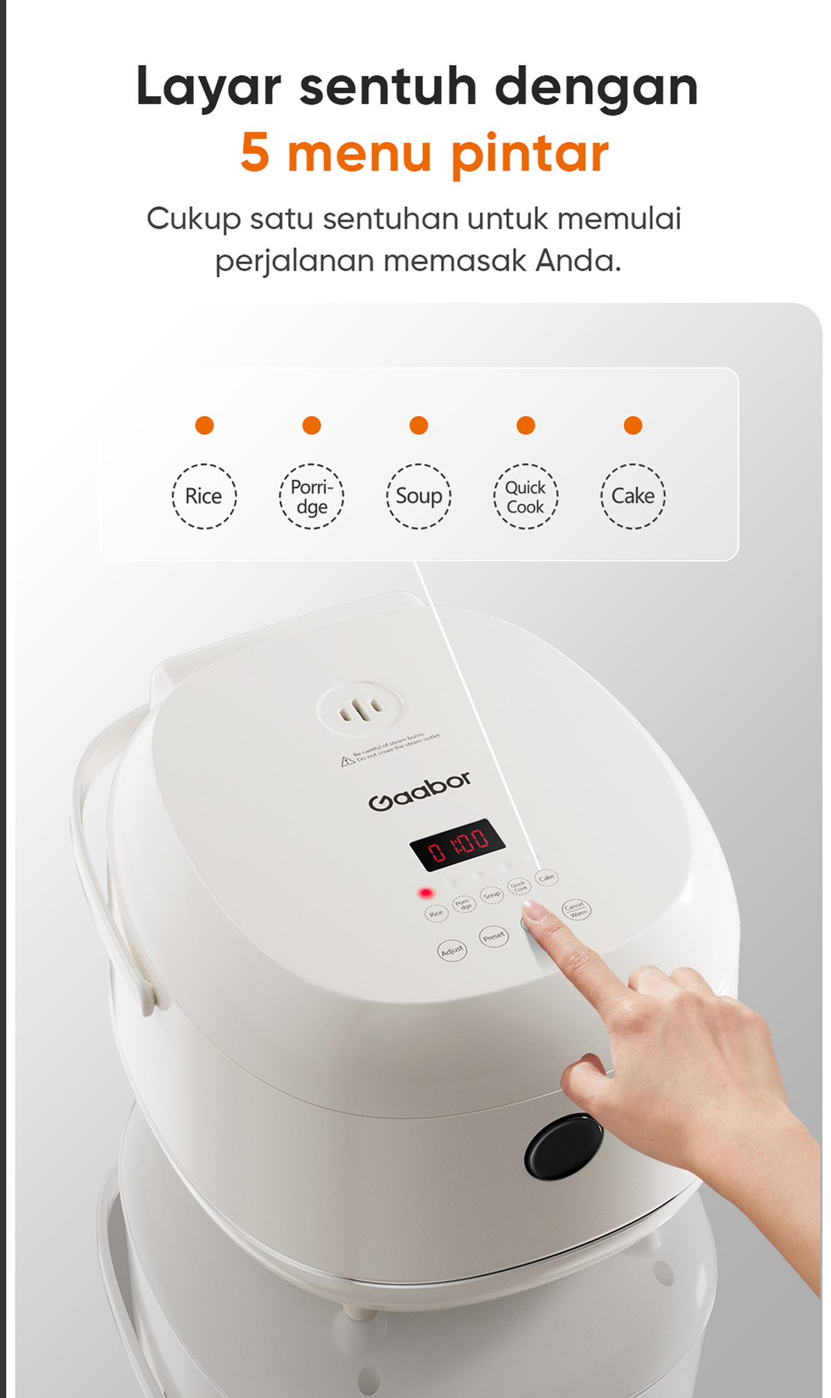 Jual Gaabor Rice Cooker 1.2L Magic Com Anti Lengket Low Watt 500W ...