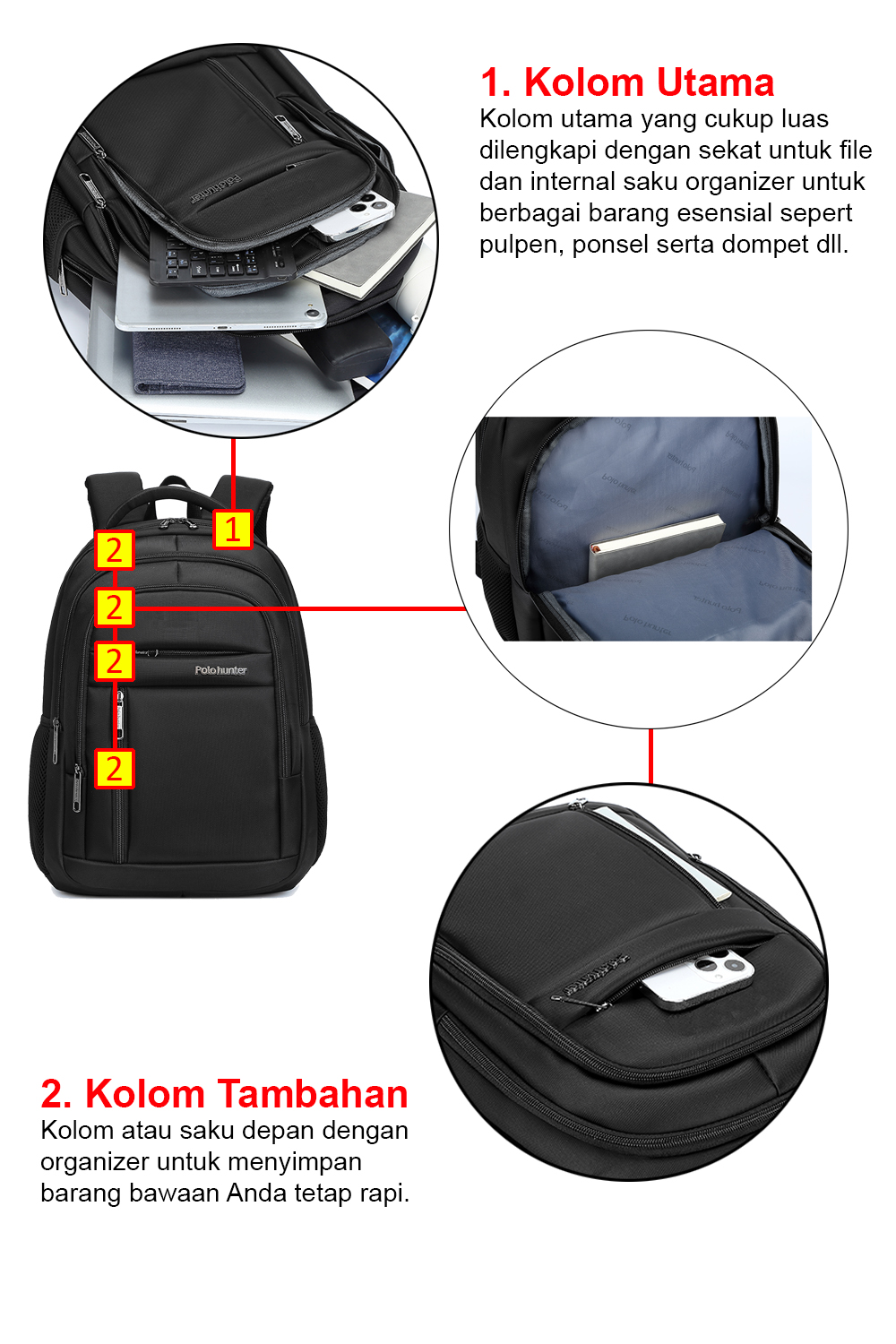 Jual Polo Hunter Tas Ransel Laptop BBA - Backpack Daypack Tas Pria ...