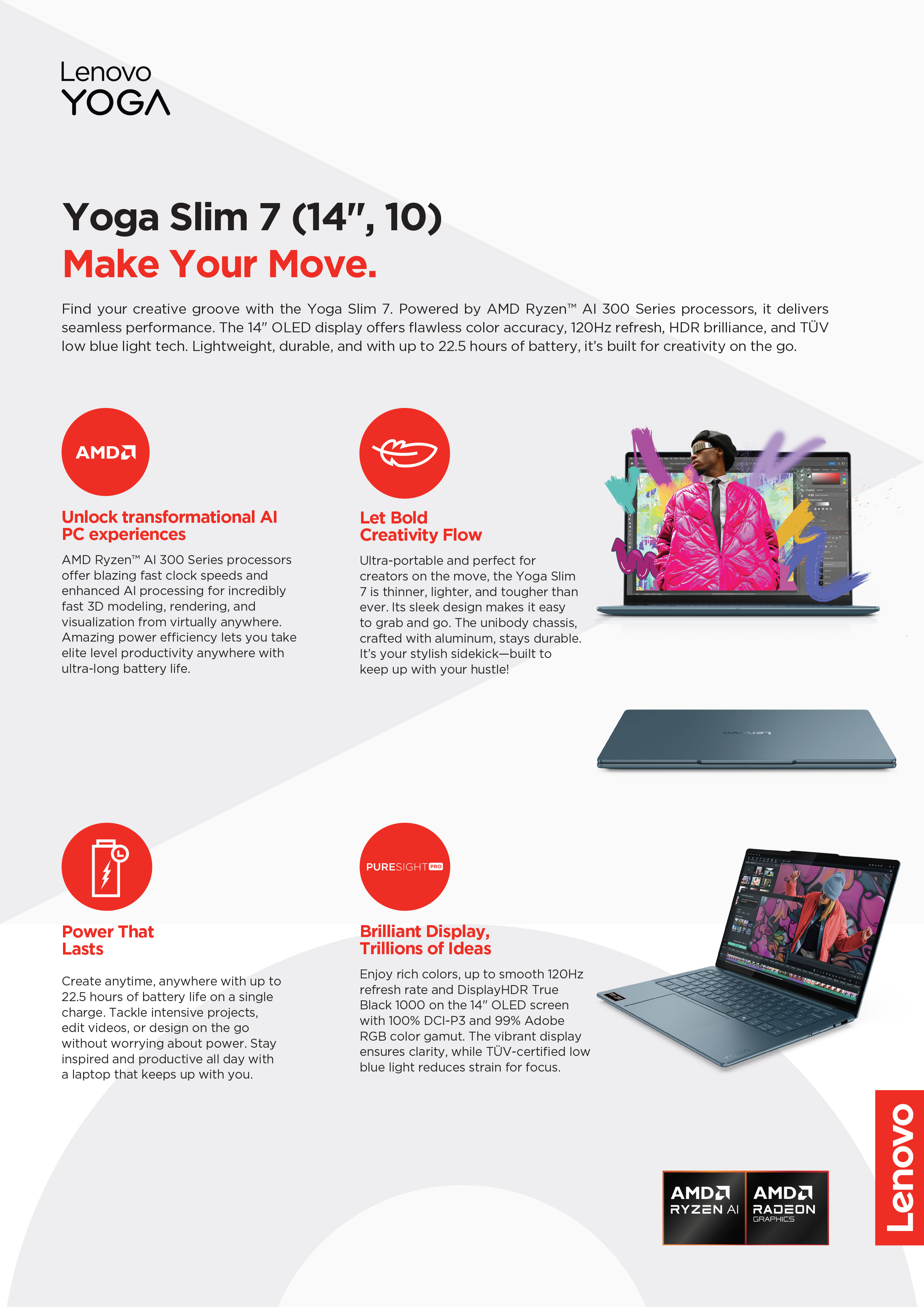 Jual Lenovo Yoga Slim 7 14AKP10 39ID AMD Ryzen AI 5 340, Integrated AMD ...