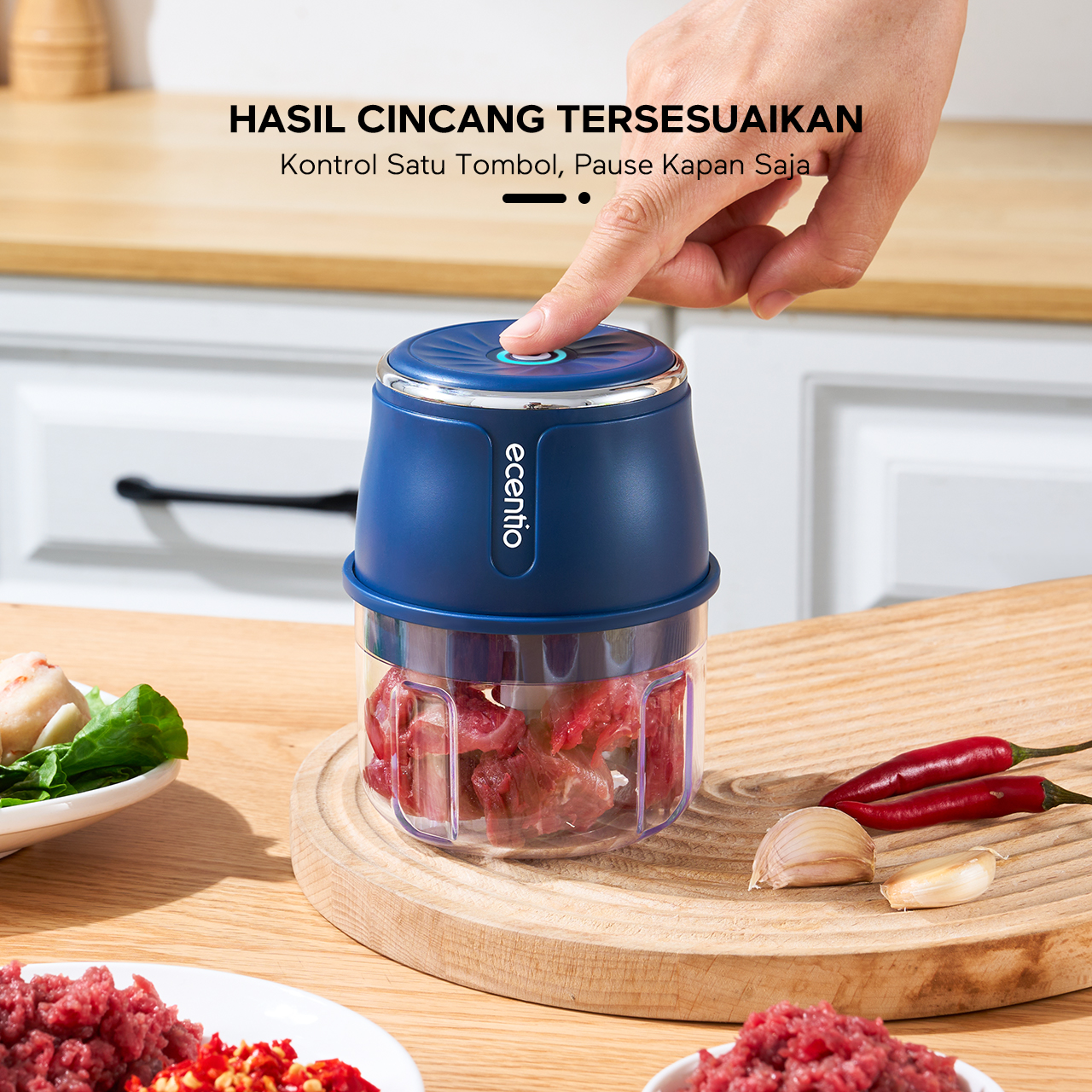 Jual [upgrade glass][ecentio surabaya] ecentio mini Chopper blender ...
