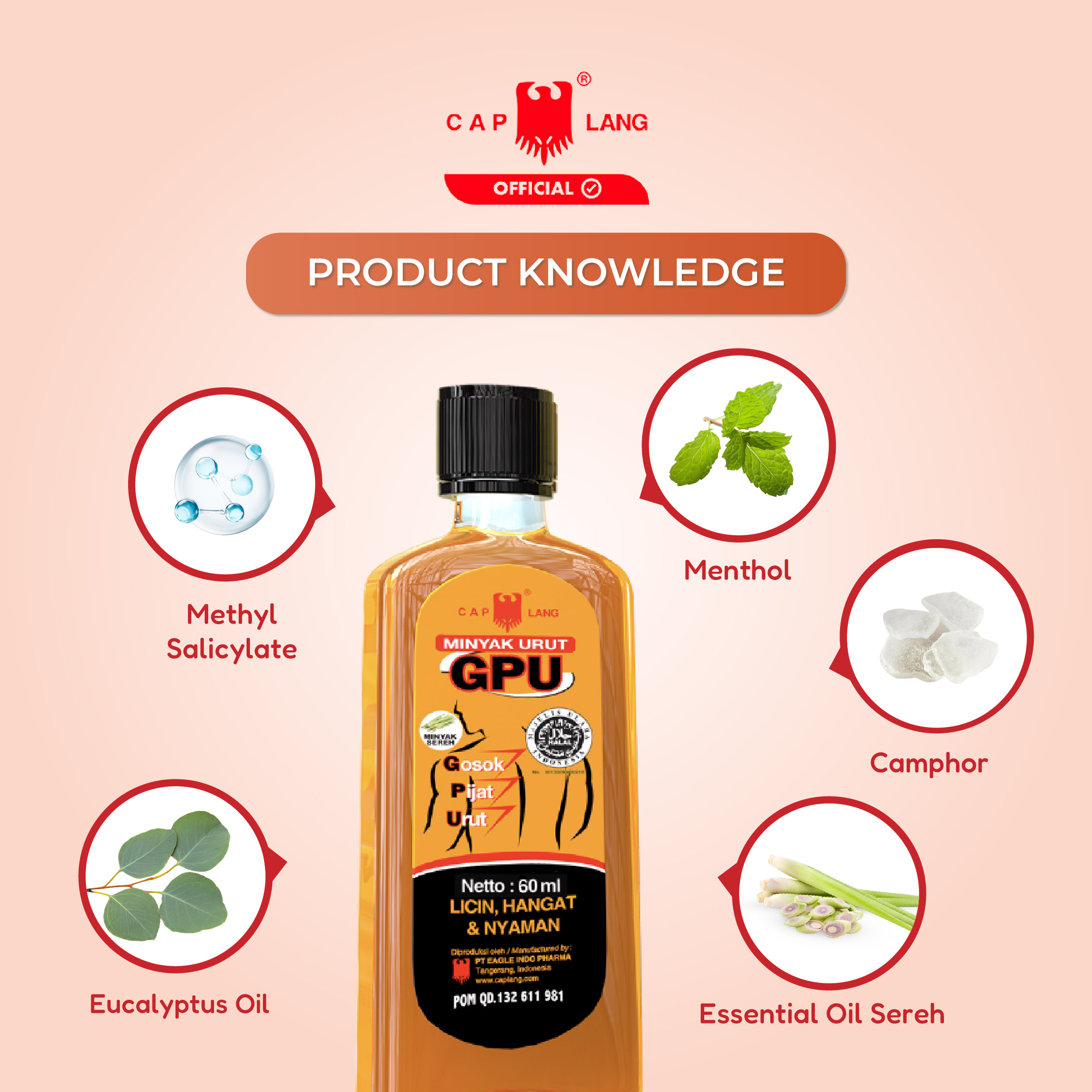 Jual Cap Lang 3 pcs GPU Oil Sereh 100ml Gratis 1 pcs Balsem Otot Geliga ...