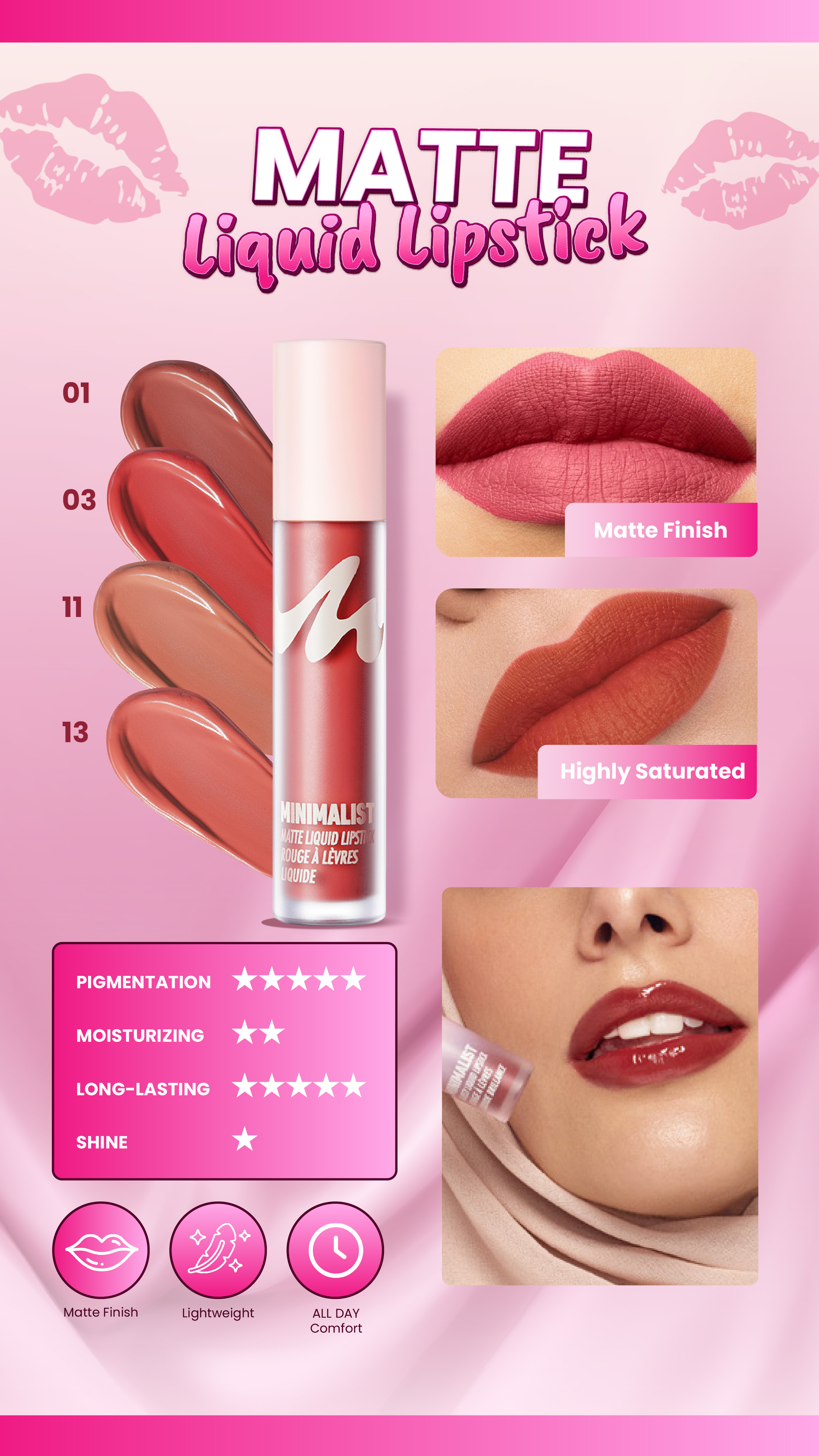 Jual [ALL VARIANT] MINISO Minimalist Lip Product Lipstick Matte Glossy ...