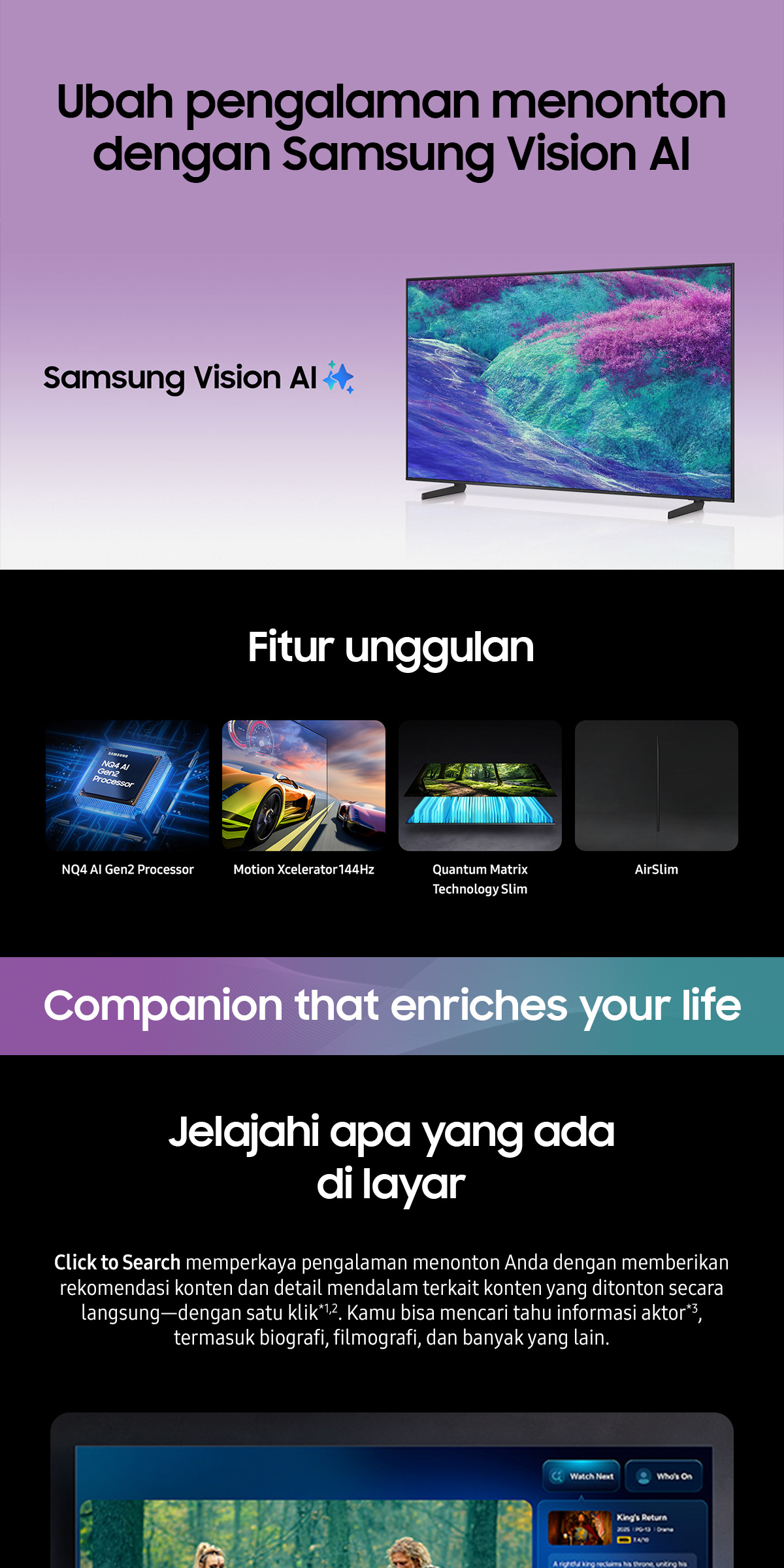 Jual Samsung Smart TV 65" Neo QLED 4K QN1EF | NQ4 AI Gen 2 Processor ...