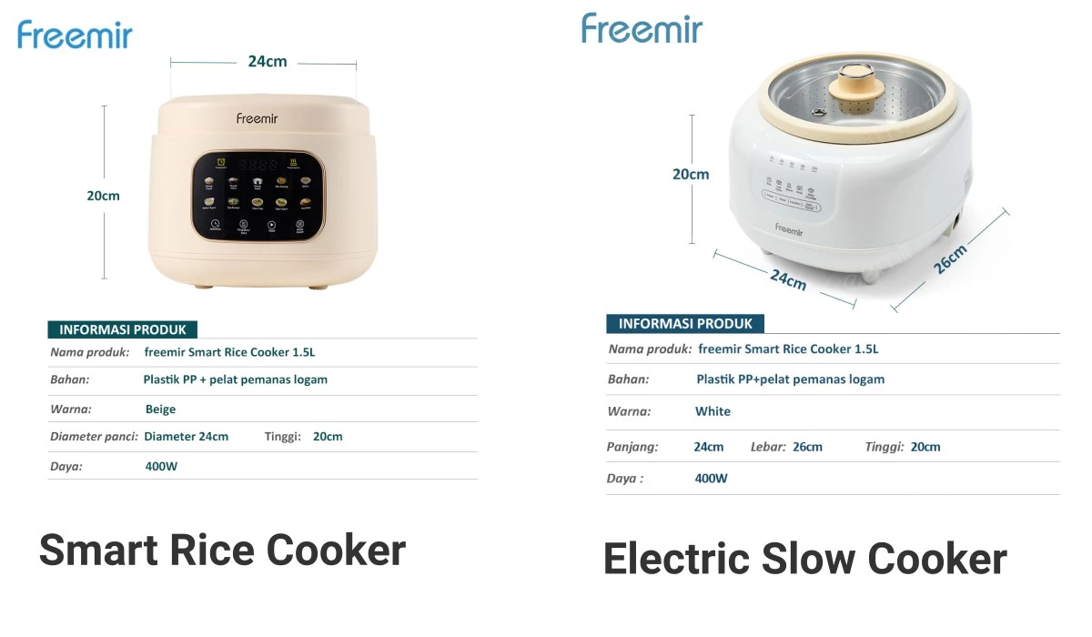 Jual freemir Smart Slow Cooker & Digital Rice Cooker | Timer Otomatis ...