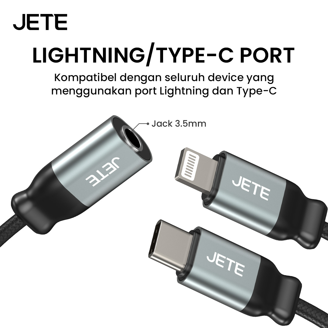 Jual OTG Converter JETE OX Audio Adapter Connector Lightning Type C ...