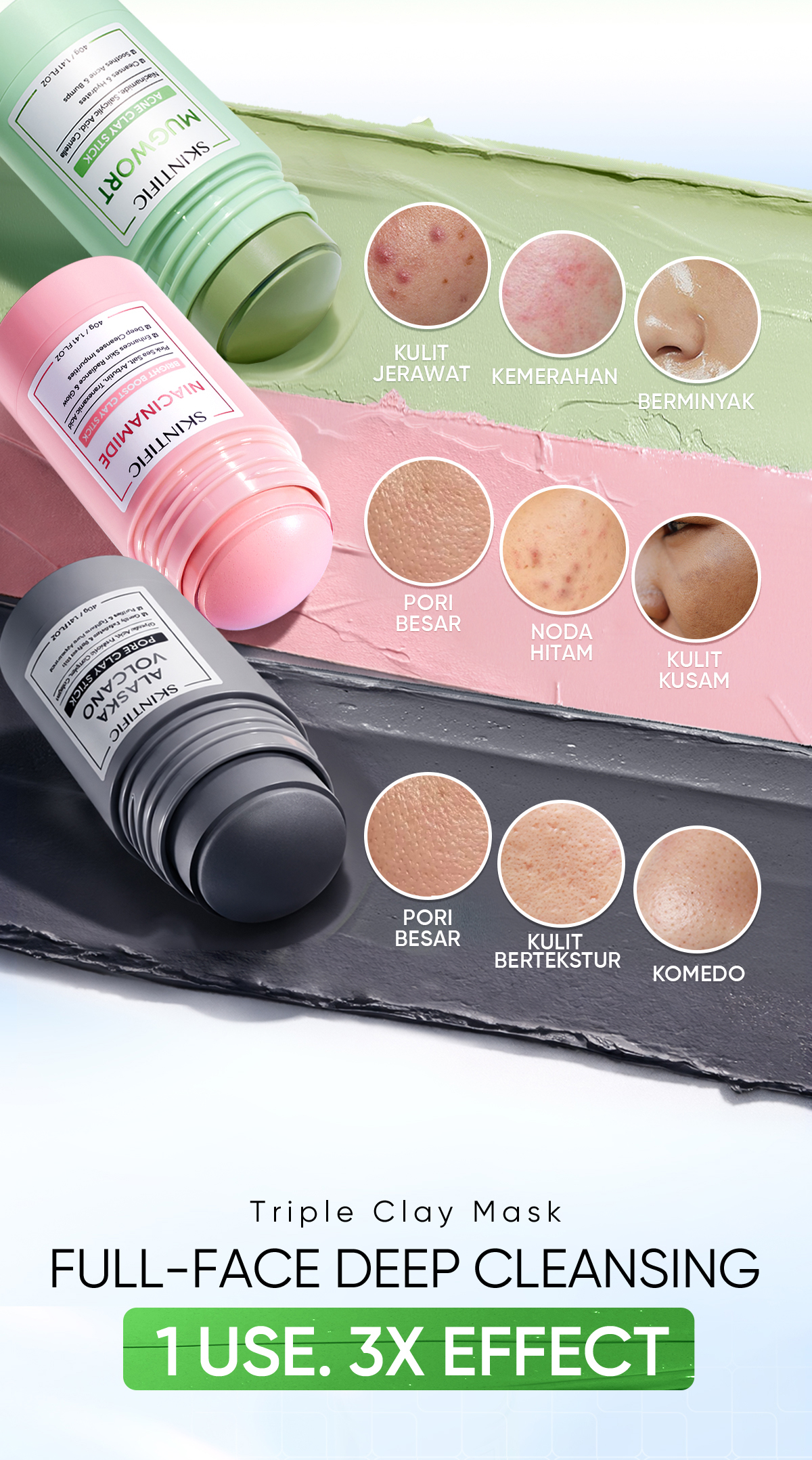 Jual SKINTIFIC Clay Mask Stick Series /MaskerJerawat&Masker Komedo ...