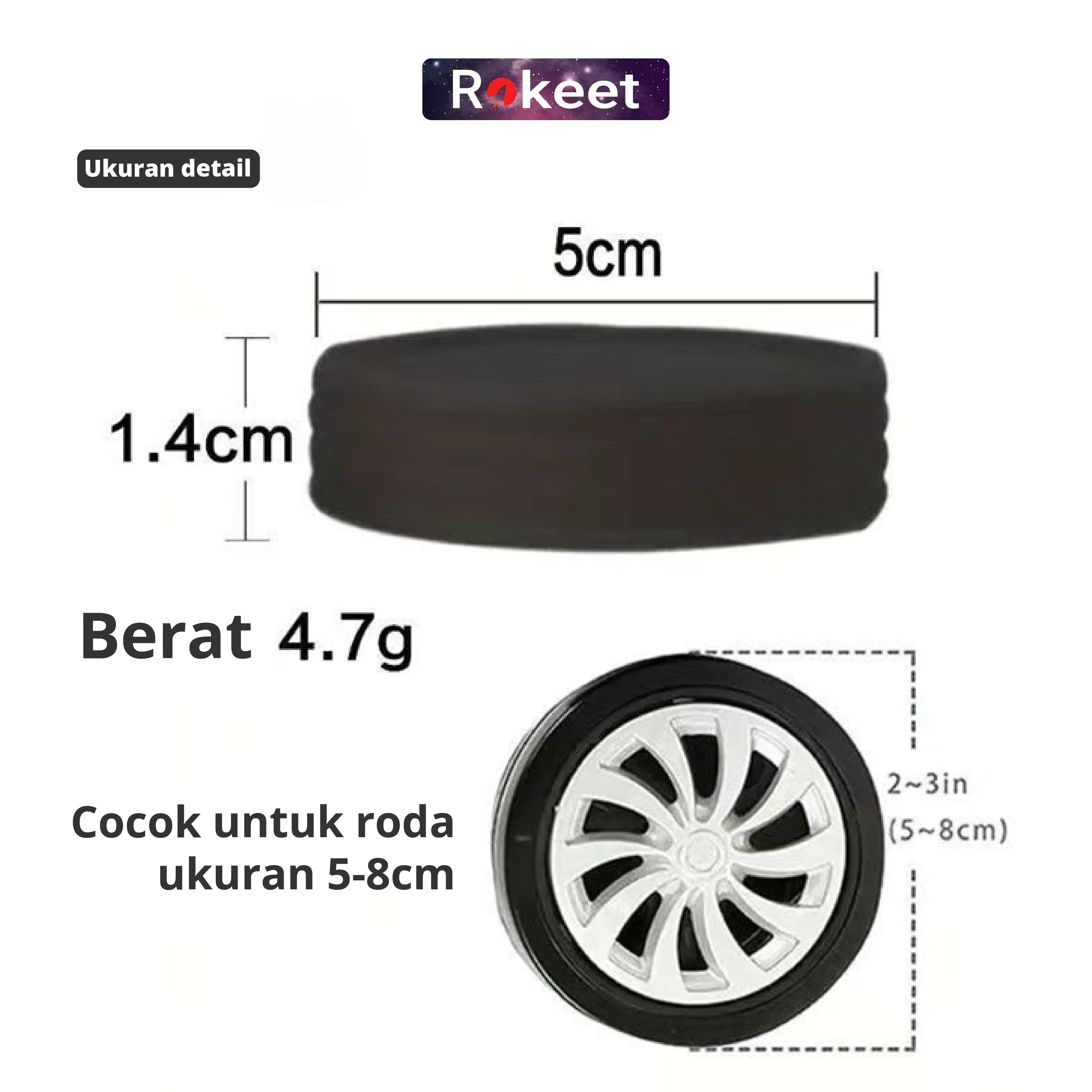 Jual Rokeet Pelindung Roda Koper Karet 8 Pcs Anti Slip Silikon Anti ...