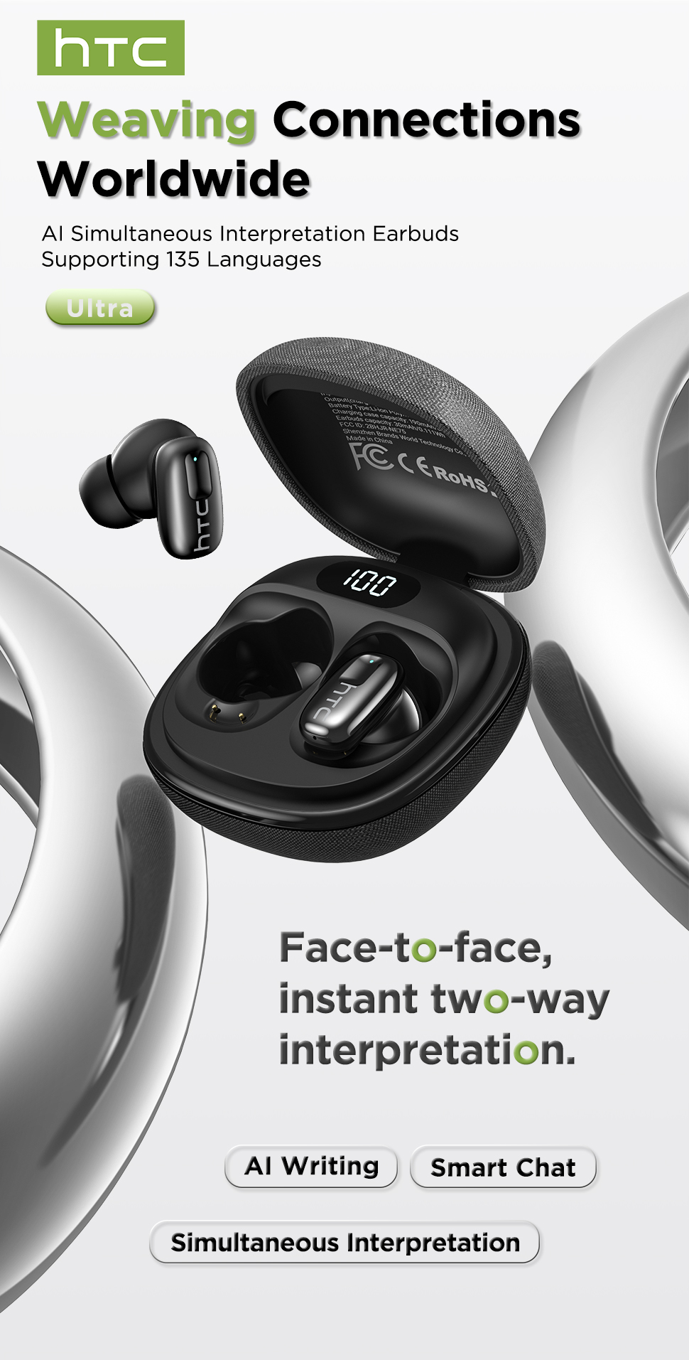 Jual ERAZER & HTC NE75 Wireless Headset Earphone Bluetooth TWS AI ...