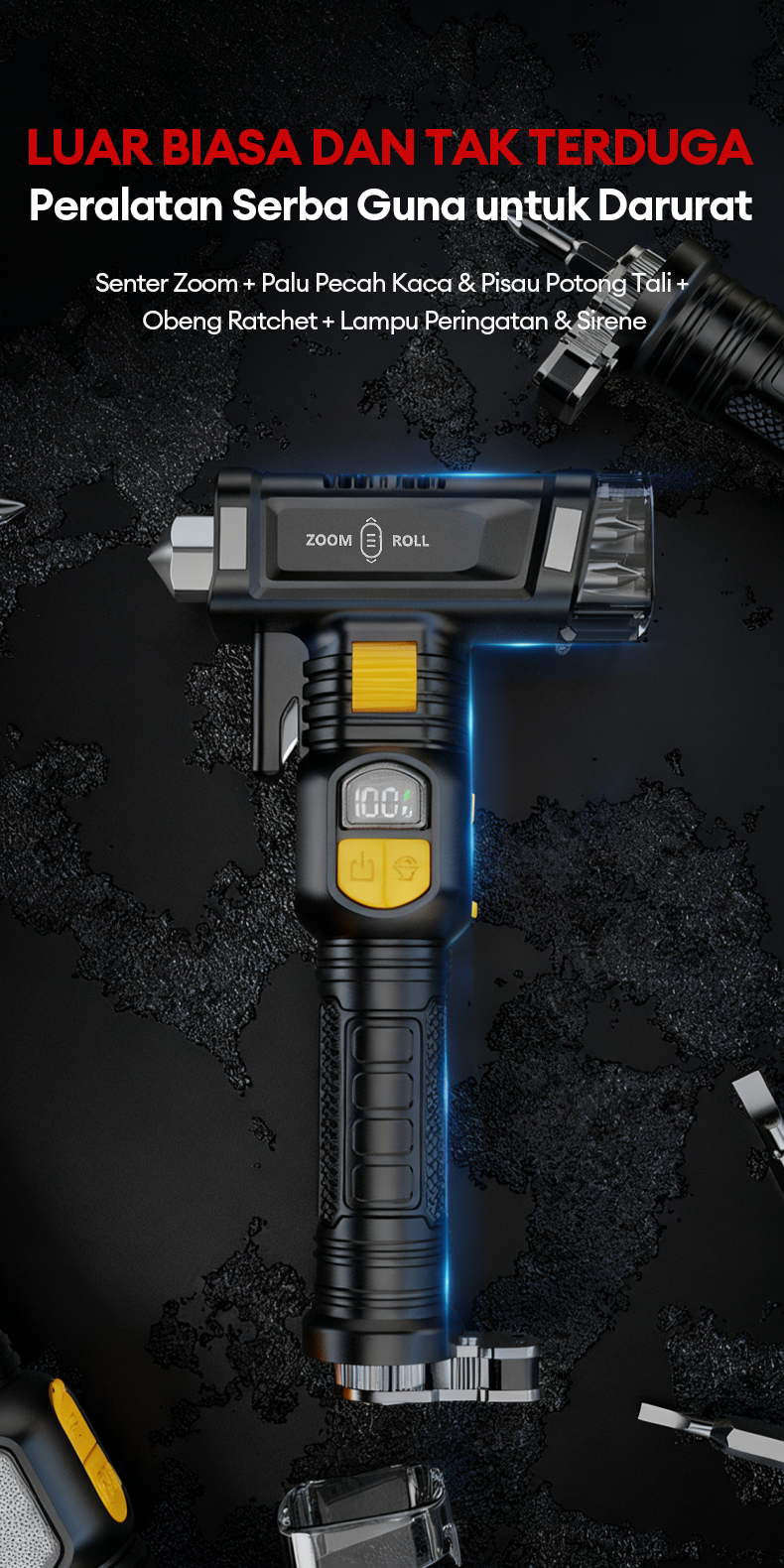 Jual JVJH senter led super terang zoom lampu senter Dengan pemecah ...