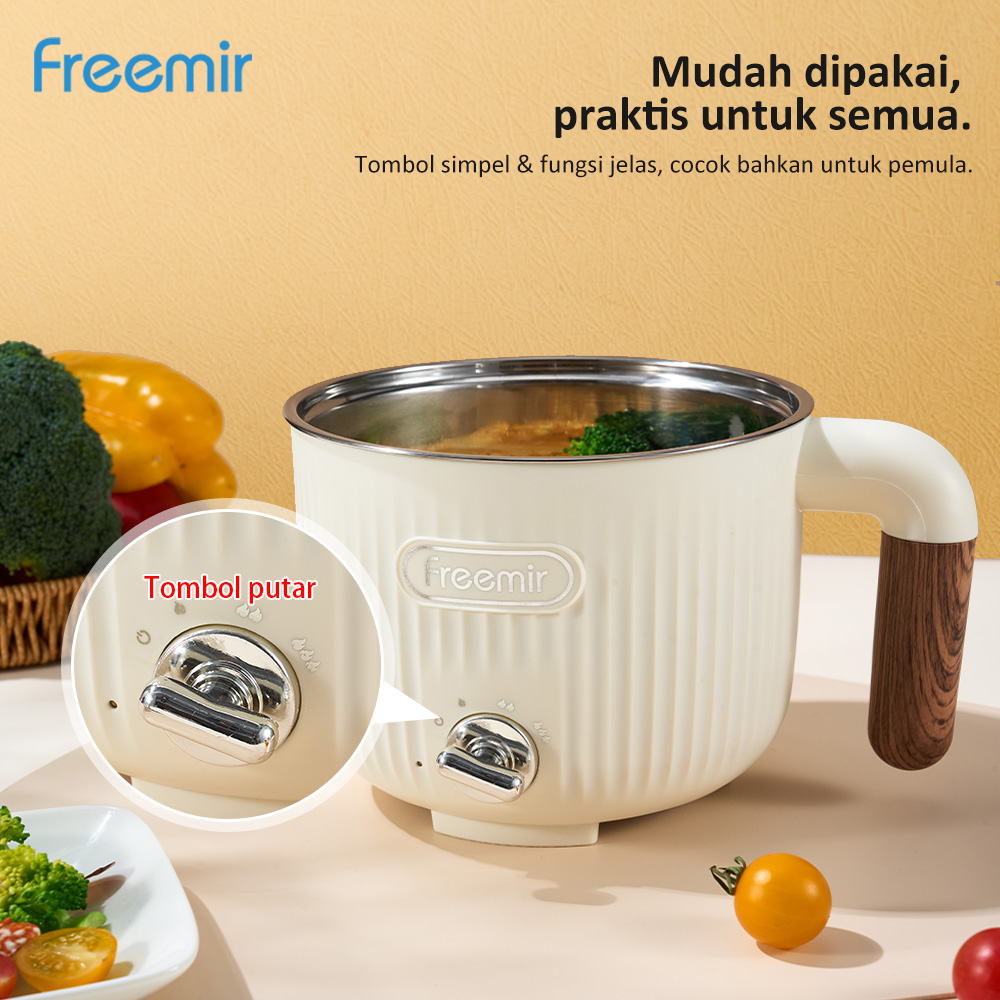 Jual [OFFICIAL] Baru freemir Mini Electric Cooker White 1.2L Anti ...