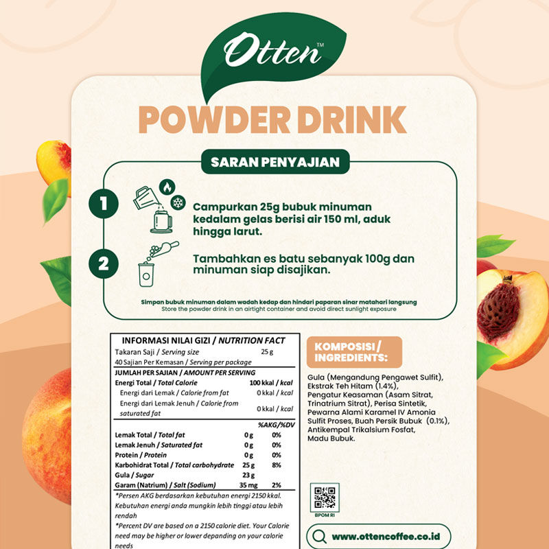Jual Otten - Peach Tea Powder Drink / Bubuk Minuman Serbuk Teh Rasa ...