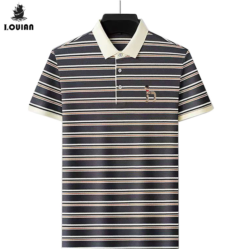 Jual Lou Lan kemeja pria Premium Casual stripe kancing Terlaris Baju ...
