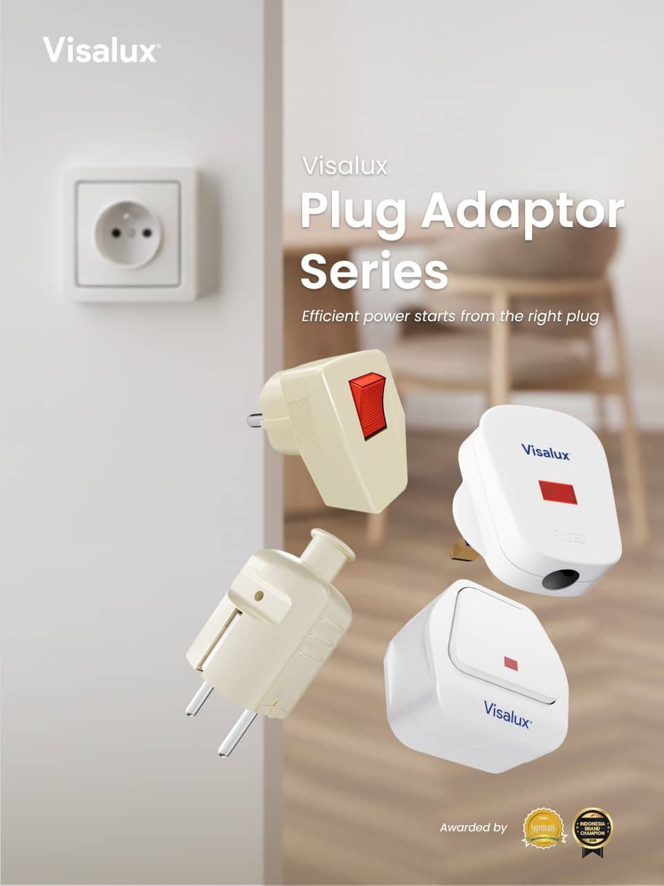 Jual Visalux Plug Adaptor (2 Pin) / Steker Arde Bulat - Kepala Colokan ...