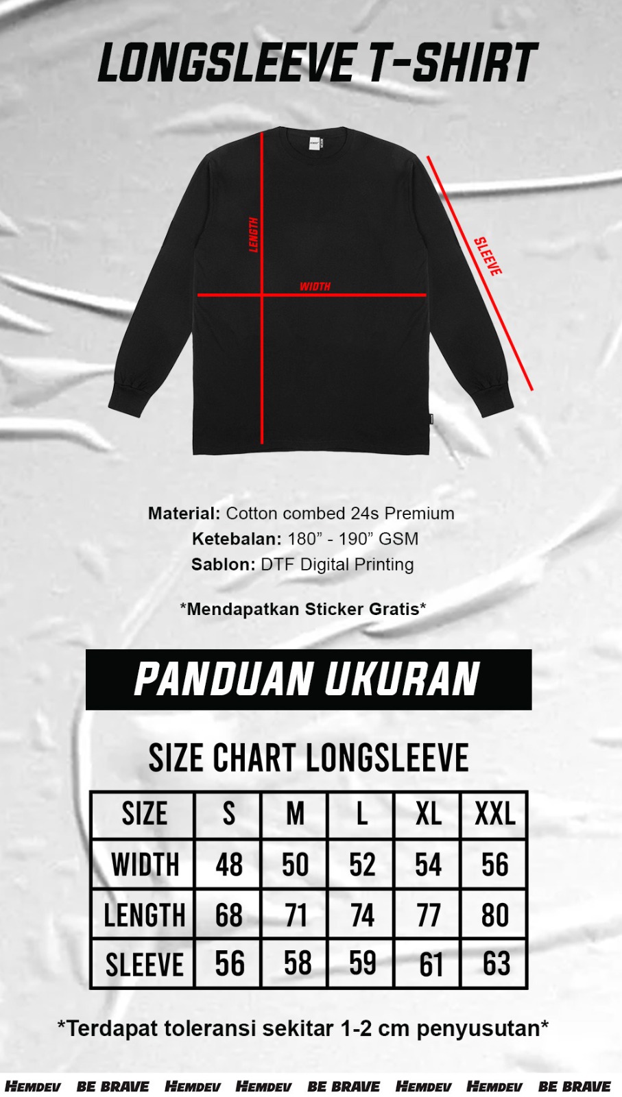 Jual Hemdev Tshirt Longsleeve Etienne White Tees Katun | Shopee Indonesia
