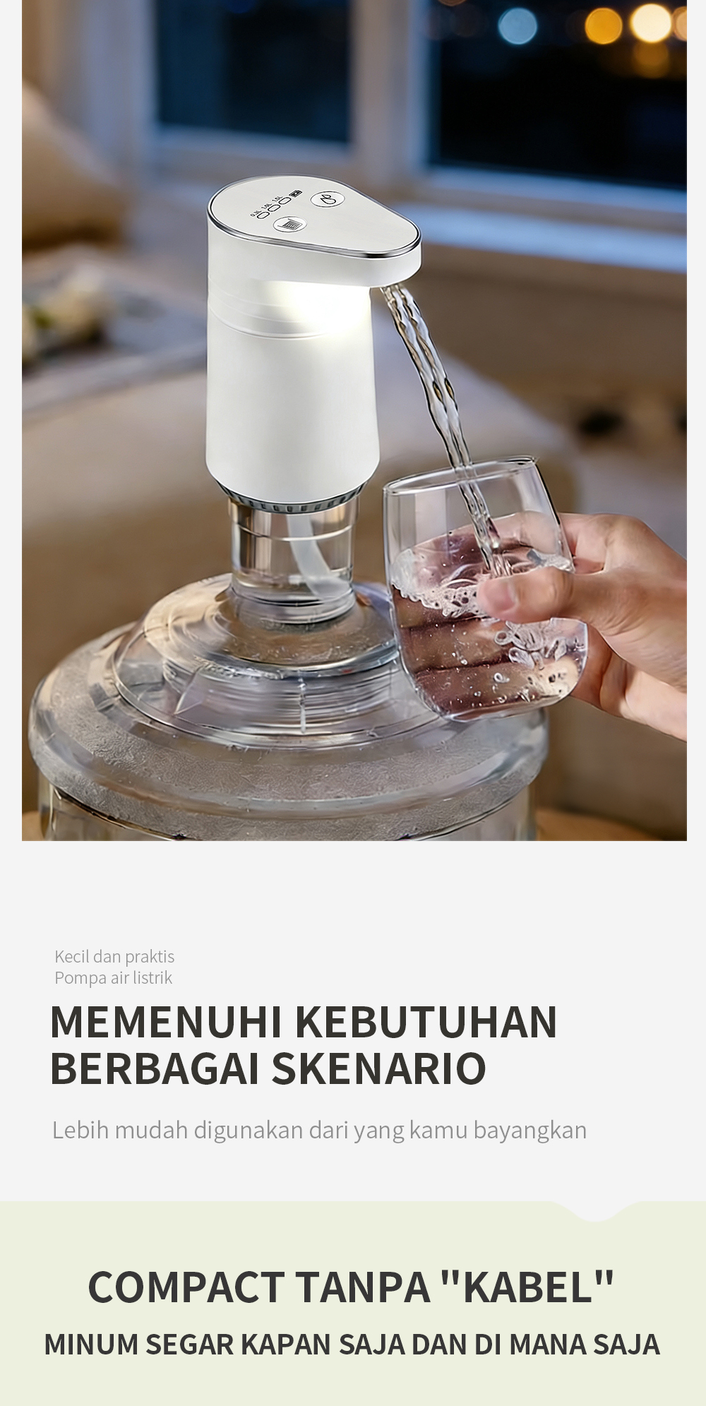 Jual VAELUS Dispenser Pompa Air Galon Elektrik 3 Kecepatan & Lampu ...