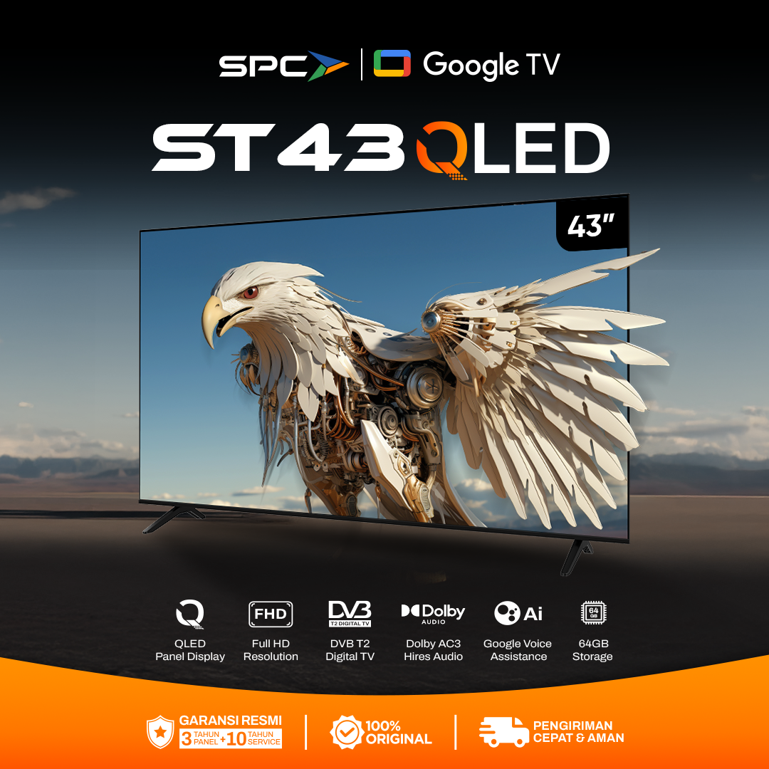 Jual SPC Google TV 43 inch - ST43 QLED Google TV | Dolby Audio | Google ...