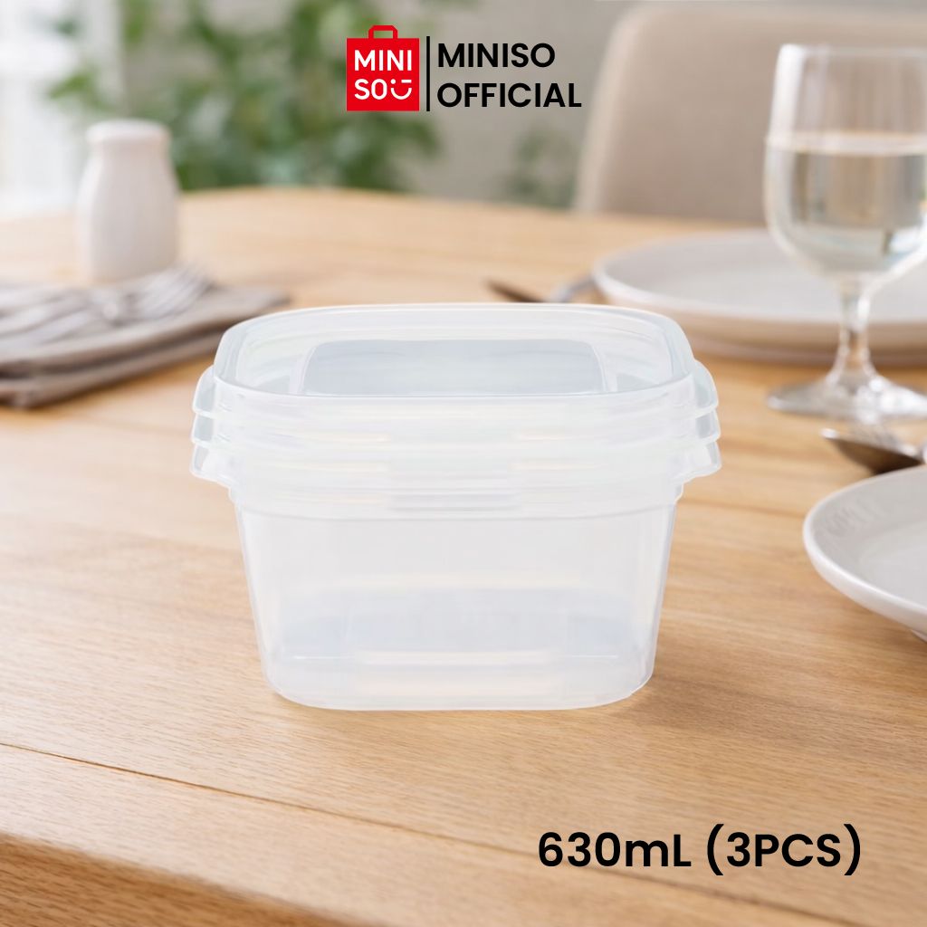 Jual MINISO Transparent White Series Square Food Container Tempat ...
