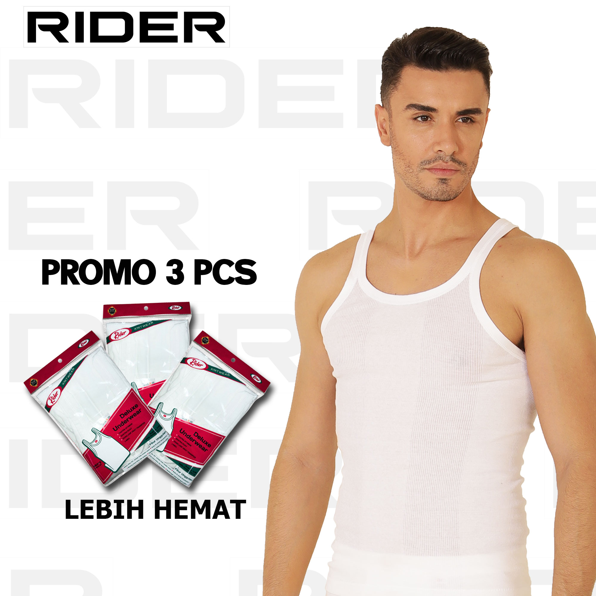 Jual ( PROMO 3 PCS ) Rider Classic - Singlet Pria R123B Warna Putih ...