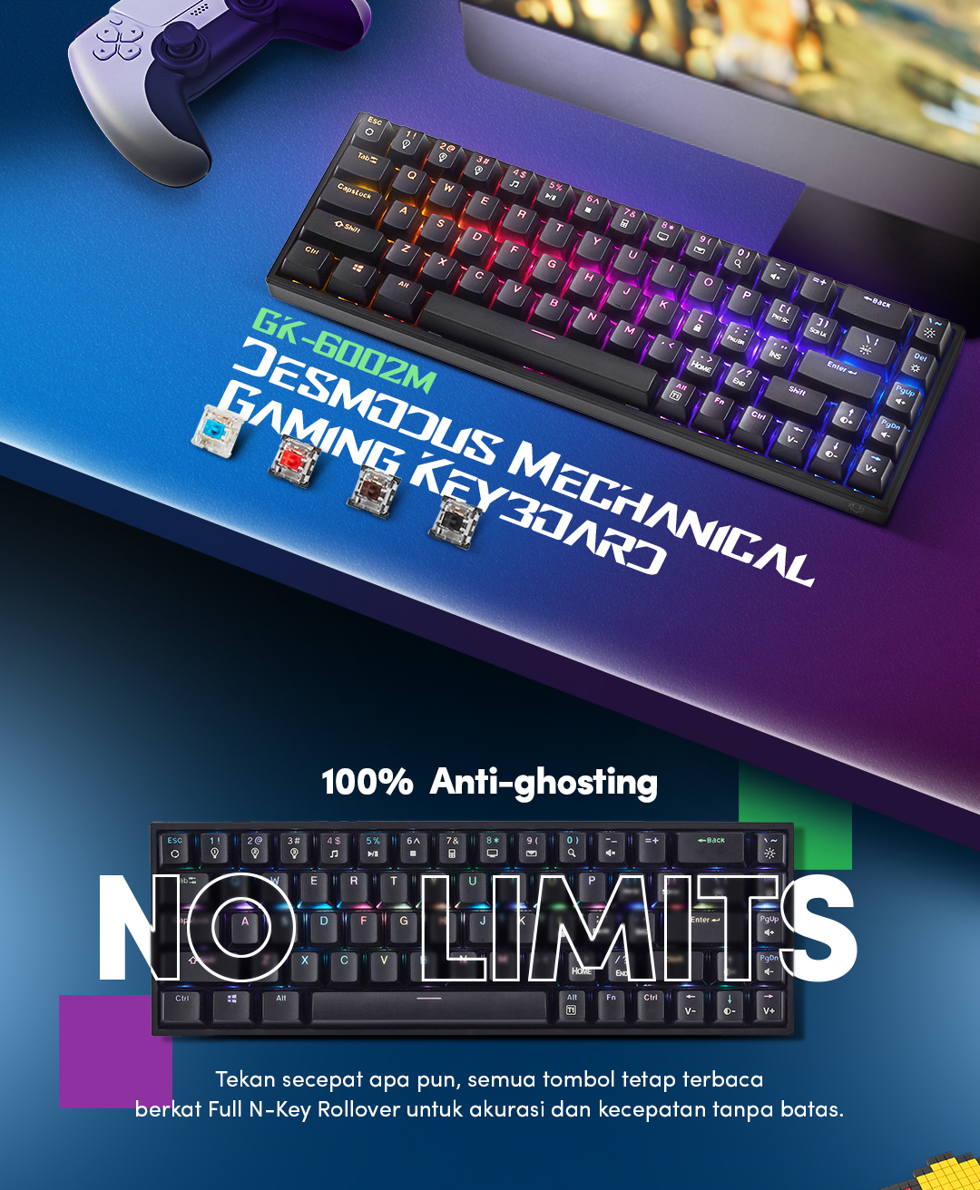 Jual Prolink Desmodus Mechanical Keyboard Full length l Compact design ...