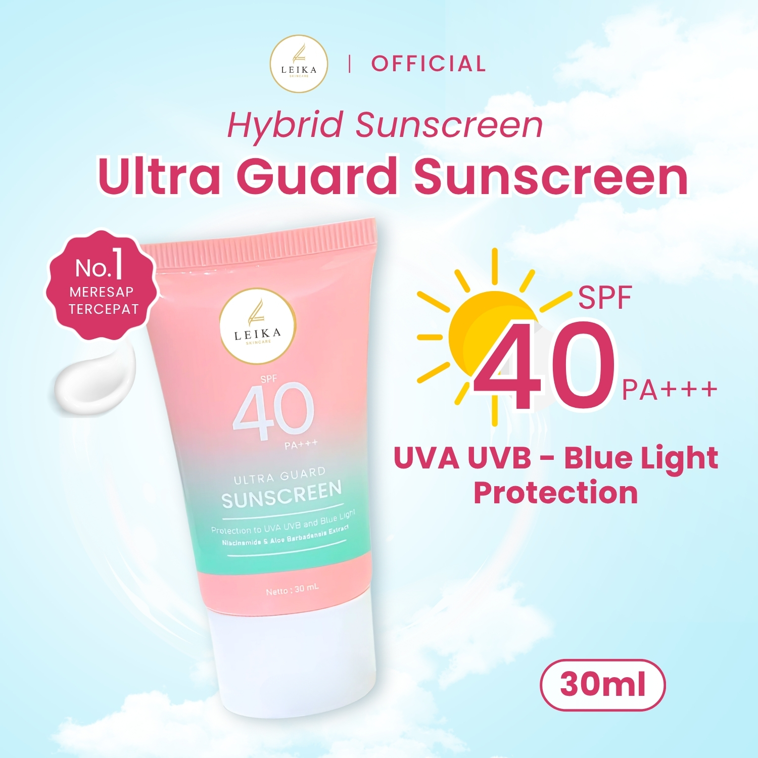 Jual Leika Skincare Ultra Guard Sunscreen SPF 40 PA+++ | Shopee Indonesia