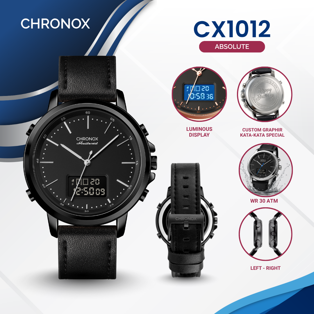 Jual CHRONOX Jam Tangan Pria Kulit Analog Digital - CX1012 ABSOLUTE ...