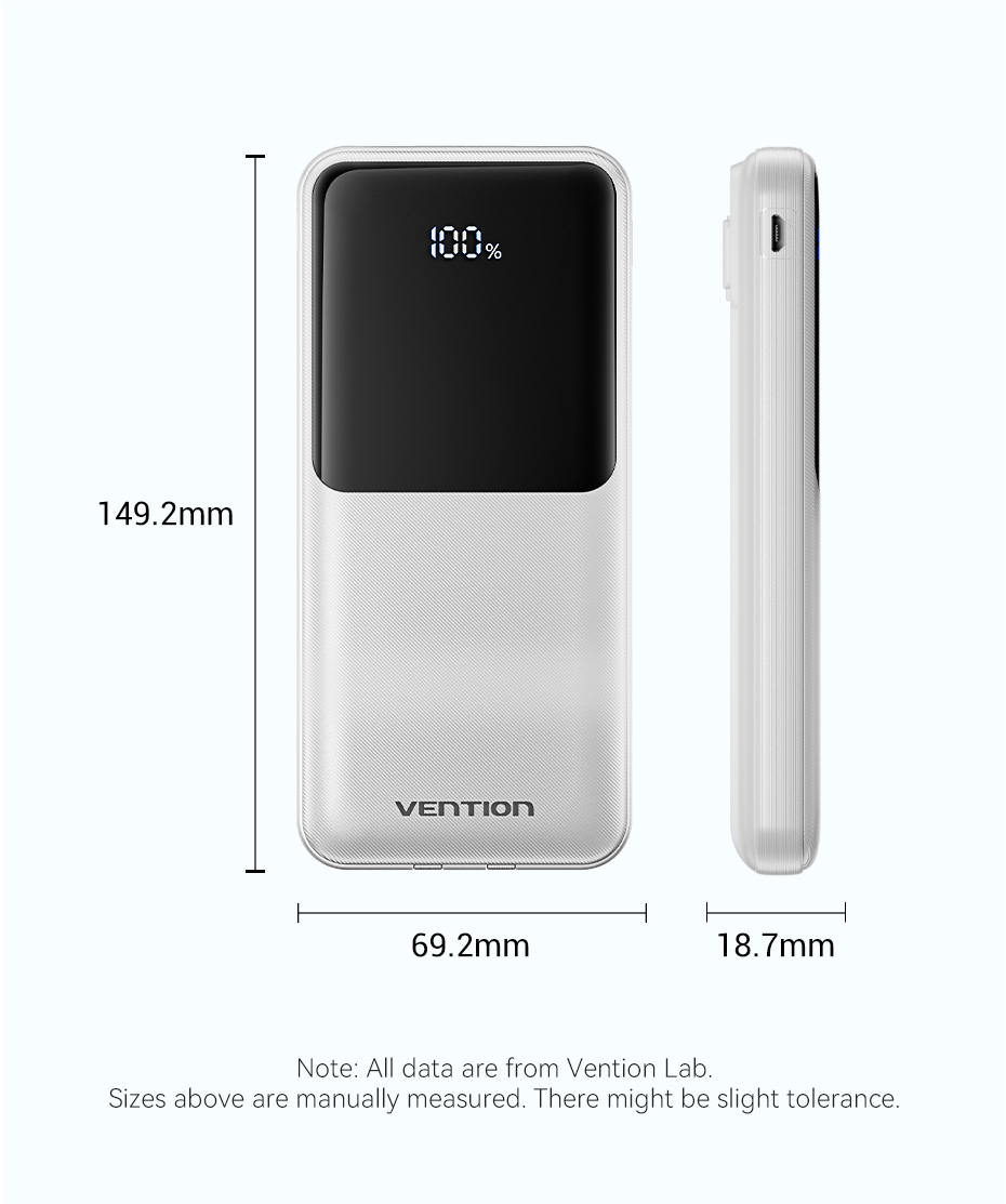 Jual Vention CCC Powerbank Built in Cable USB Type C Lightning Fast ...