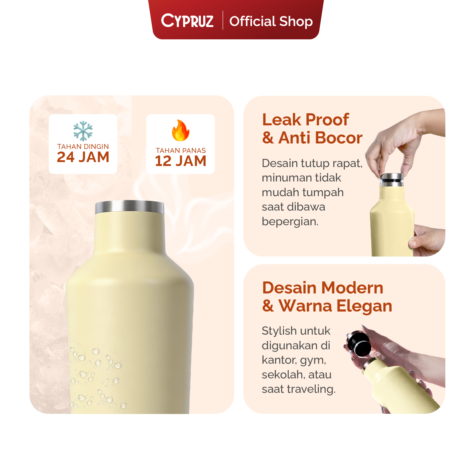 Jual Cypruz Botol Minum Stainless Autumn Series 500 ml Tumbler Tahan ...
