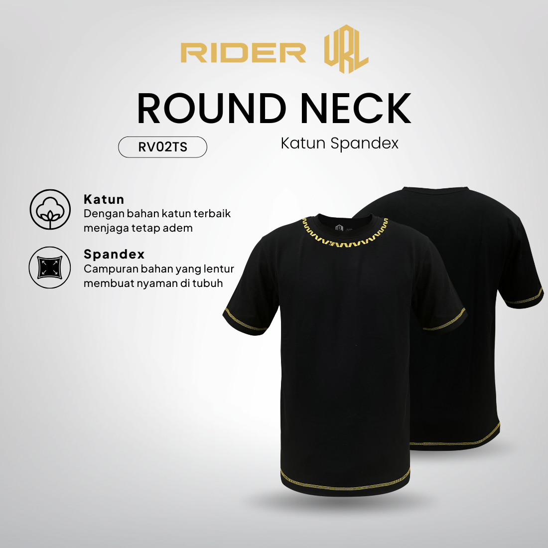 Jual Rider x Verrel - Kaos Round Neck Pria Premium RV02TS Warna Hitam ...