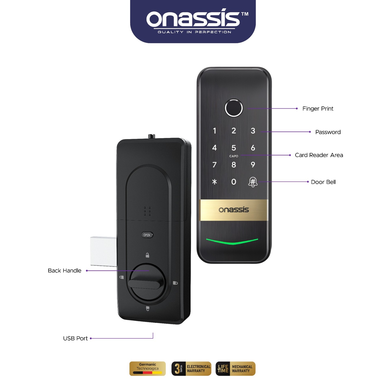 Jual Onassis Smart Lock K71 Pro - Fingerprint | RFID Card Apps | Shopee ...