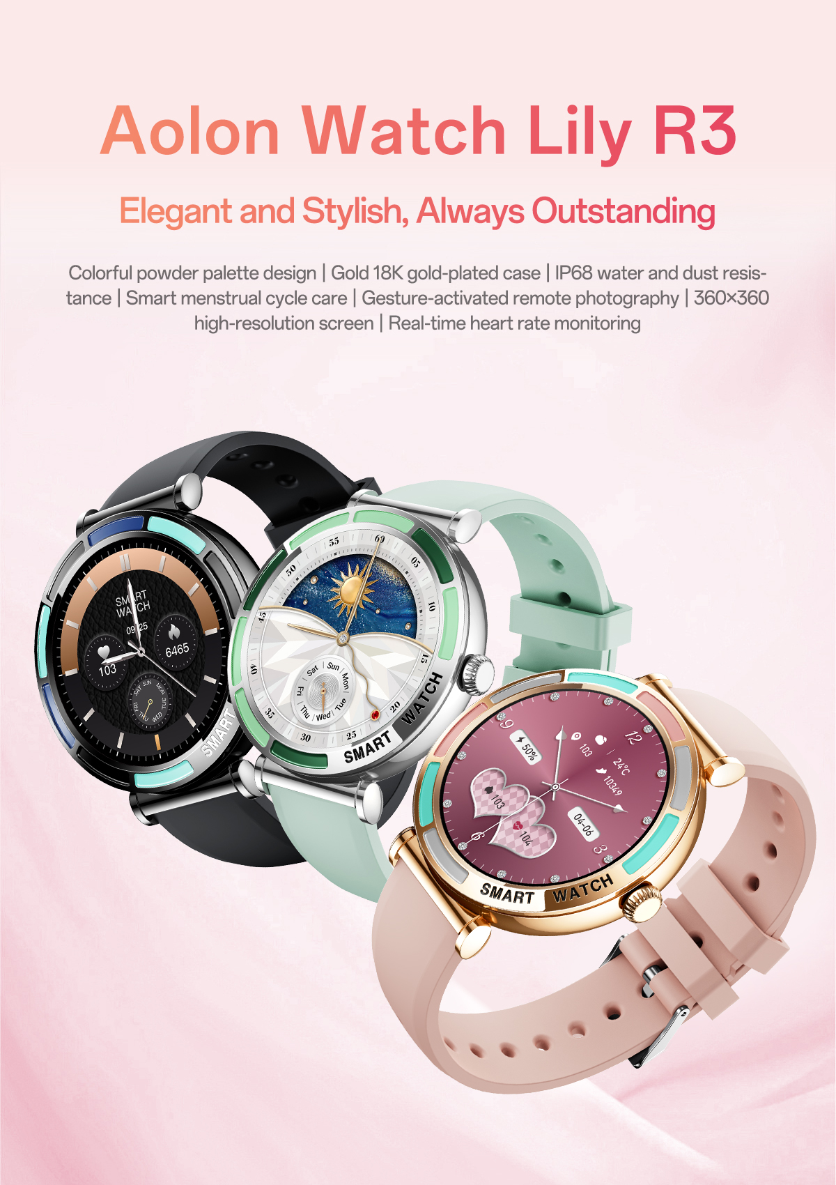 Jual [2026 Baru] Aolon Lily R2 R3 Smartwatch Wanita Original 41mm Bulat ...