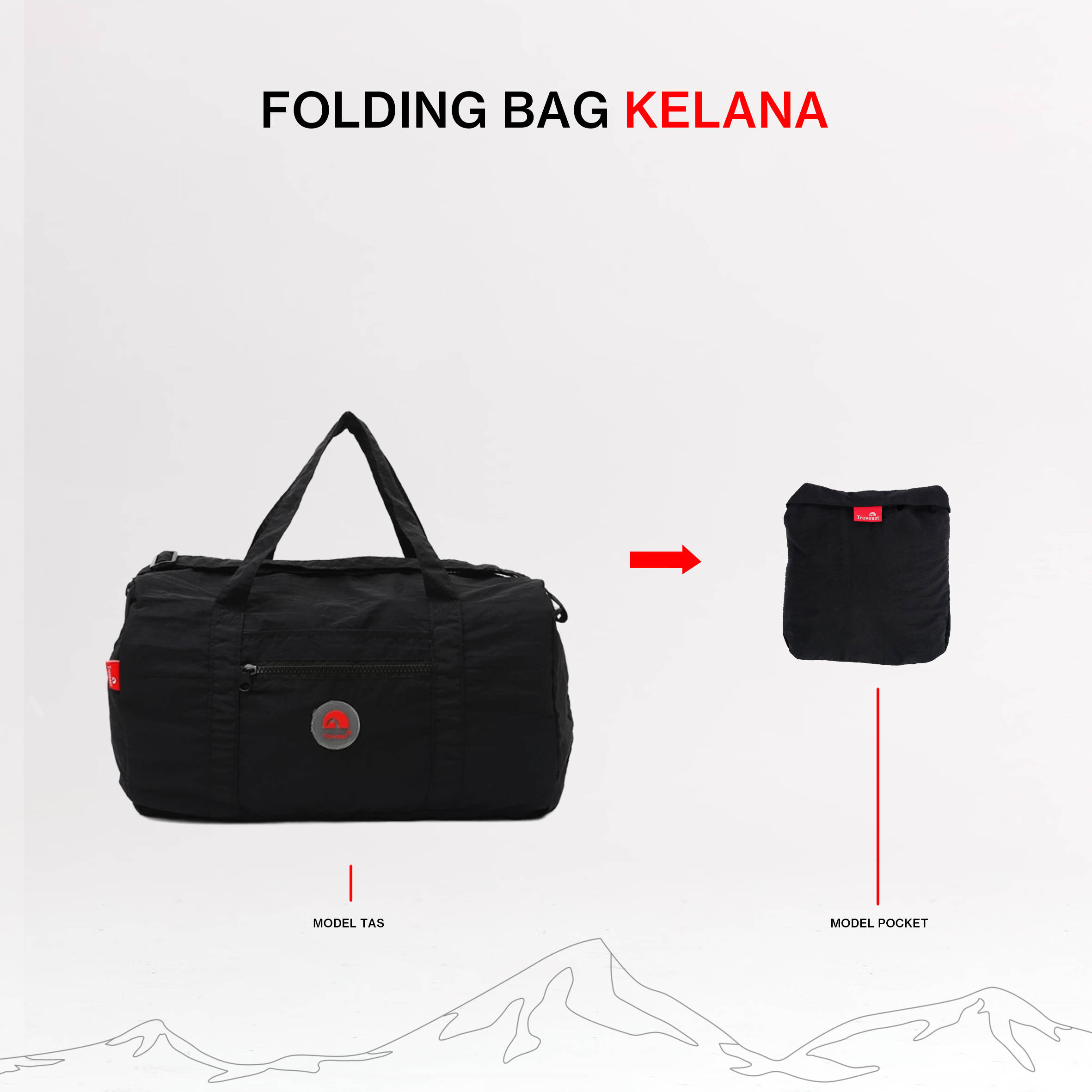 Jual Troveast Folding Bag Travelbag Lipat Kelana Series Black | Shopee ...