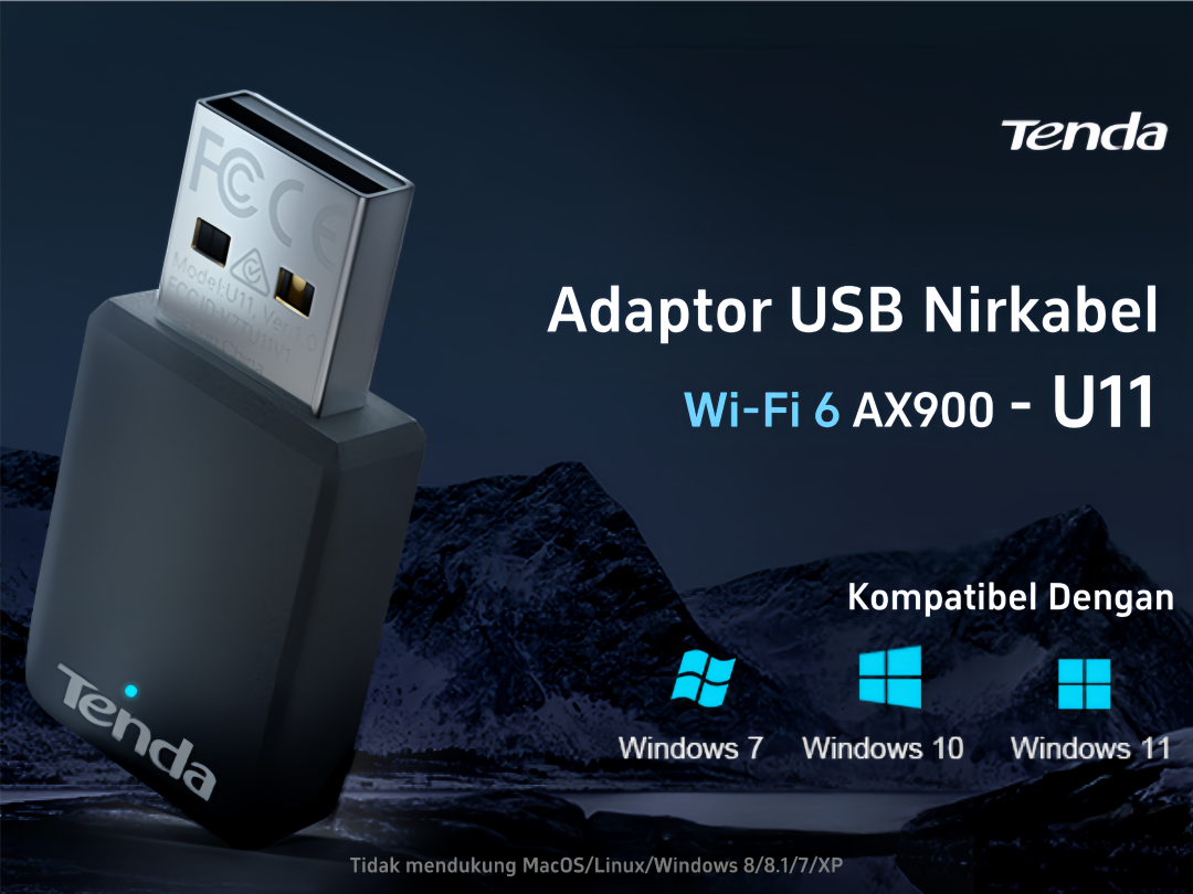 Jual Adaptor WiFi USB Tenda U11 untuk PC WIFI 6 AX900 5G&2.4G Adaptor ...