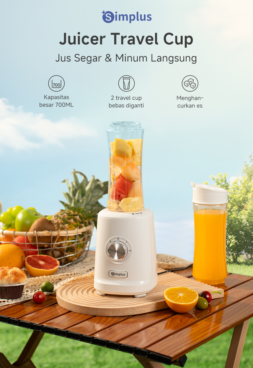 Jual Simplus 2-in-1 Blender 700ml Kapasitas Besar 2 Tumbler Travel Cup ...