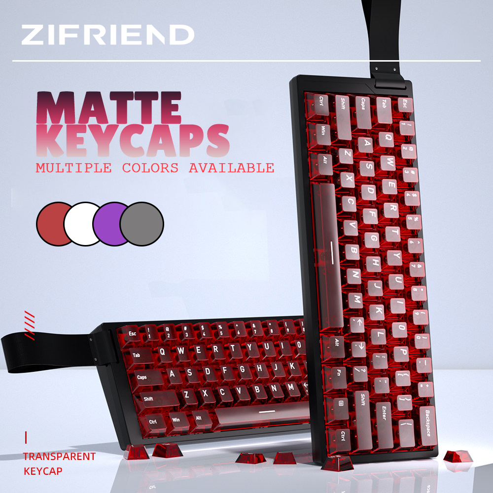 Jual ZIFRIEND Matte Transparent keycaps 130 Keys Dye Sublimation Cherry ...