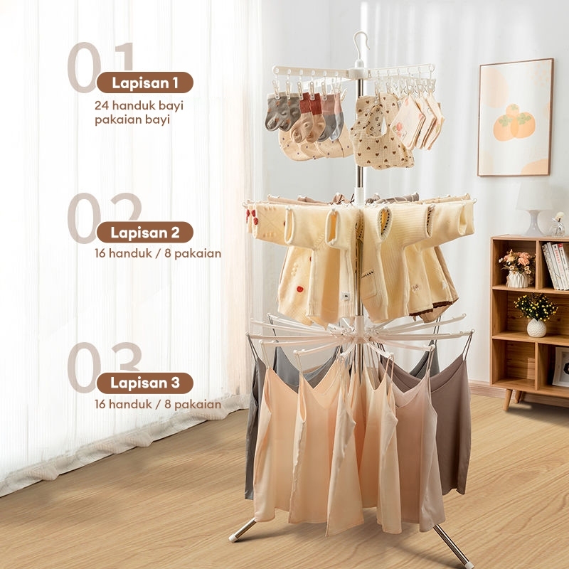 Jual Cottoli Jemuran Menara Rak Jemuran Baju Bayi Lipat Portable ...