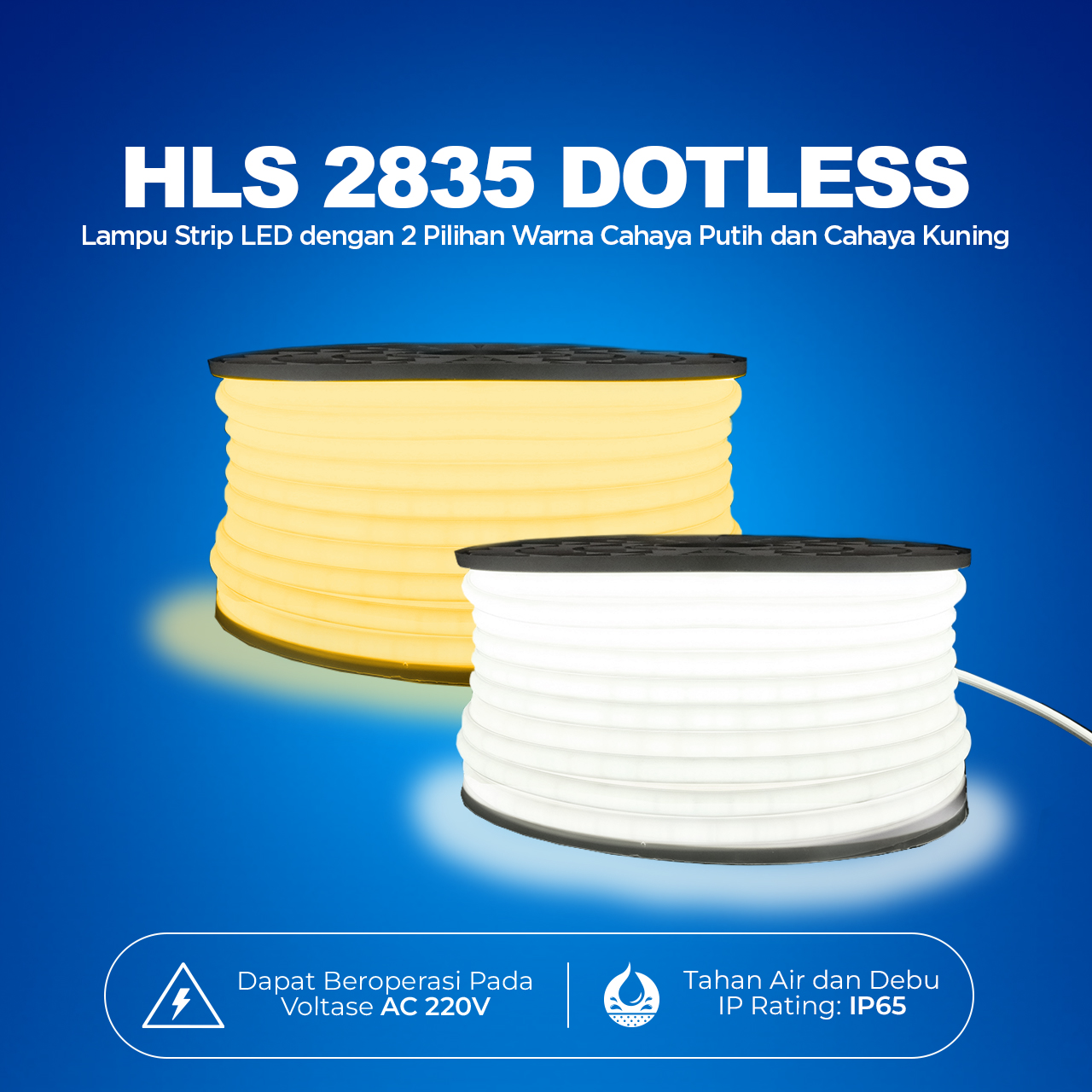Jual Hannochs Lampu Strip LED HLS 2835 Dotless 240L 12W 10MM IP65 AC ...