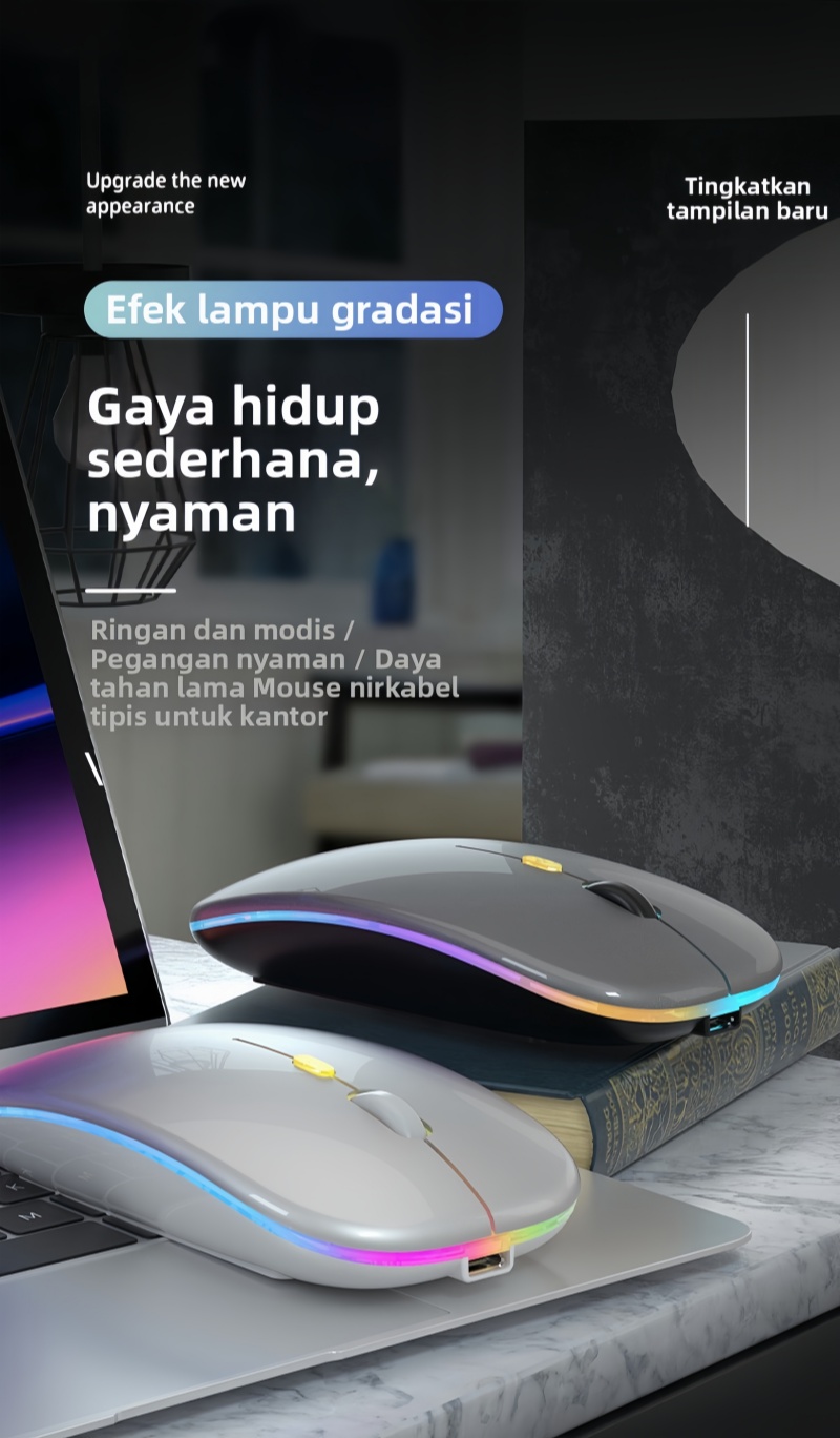 Jual GUKOO Tahan Lama! Mouse Bluetooth 5.0 Rechargeable, LED RGB Indah ...