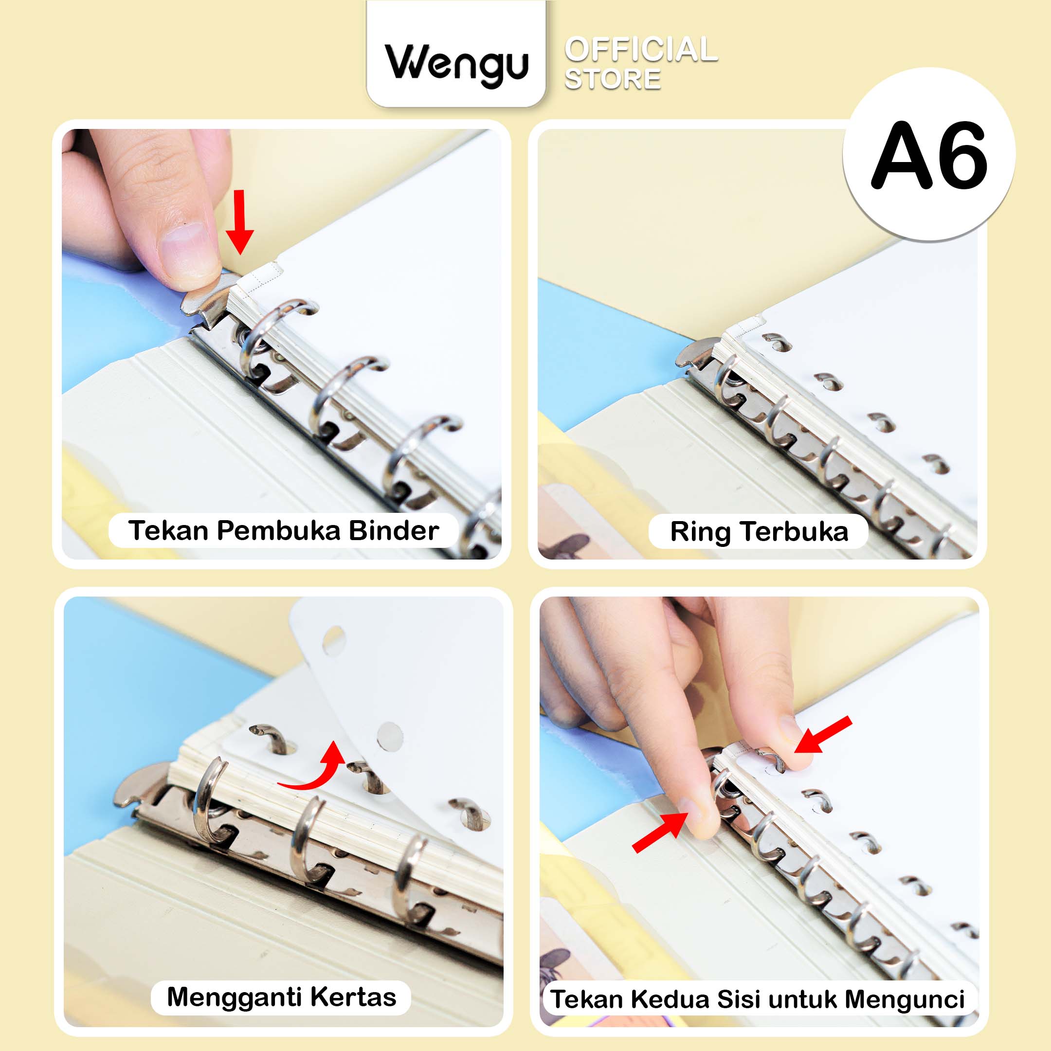 Jual [BARU] Wengu Binder A6 B5 Polos Pastel Ring Besi Plastik Aesthetic ...