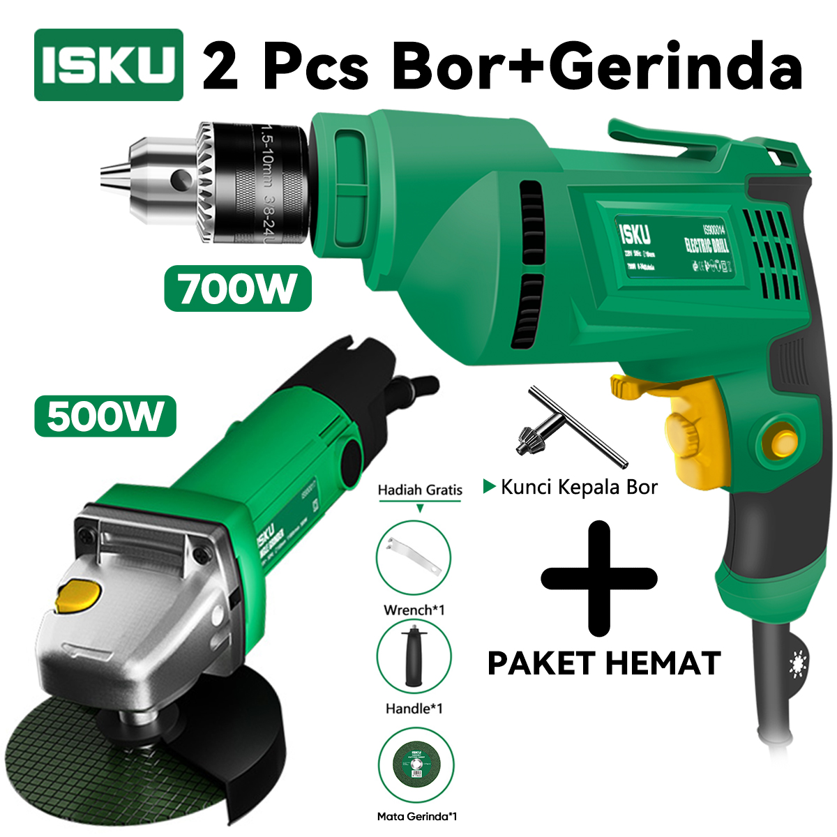 Jual ISKU Paket Power Tools 3 in 1 Mesin Bor Listrik 10mm Gerinda ...