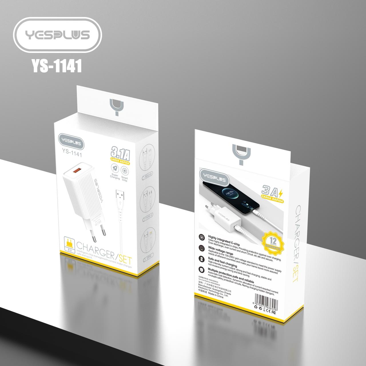Jual Charger YESPLUS YS-1141 USB Quick Charge 3A Fast Charging Smart ...