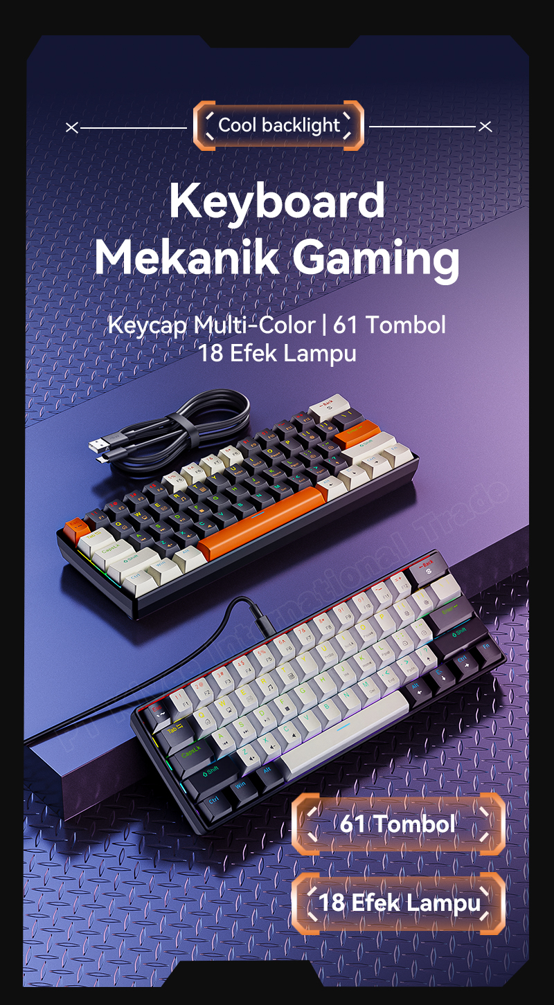 Jual YLV Mechanical Keyboard Blue Switch RGB Backlit 61 Keys Esports ...