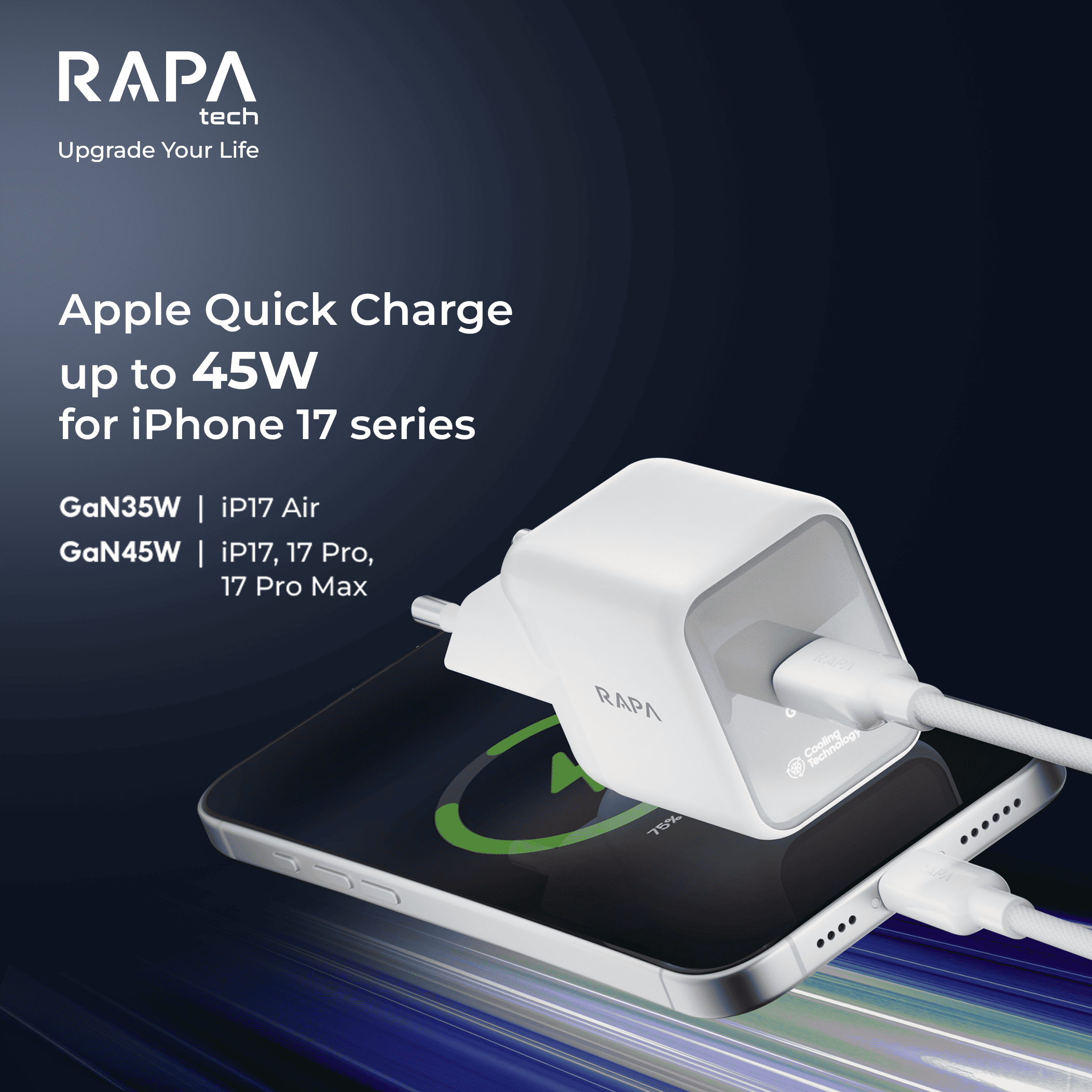 Jual [Charger iPhone 17] RAPAtech Power Zen GaN 45W Fast Charger PD3.2 ...