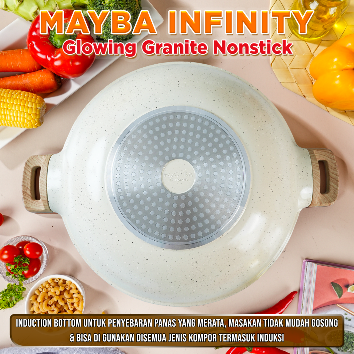 Jual MAYBA INFINITY PANCI WOK JUMBO 36CM Anti lengket glowing granite ...