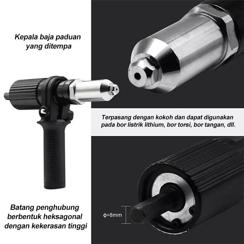 Jual Alat Konverter Rivet / Adaptor Tang Rivet - Gunakan dengan Bor ...