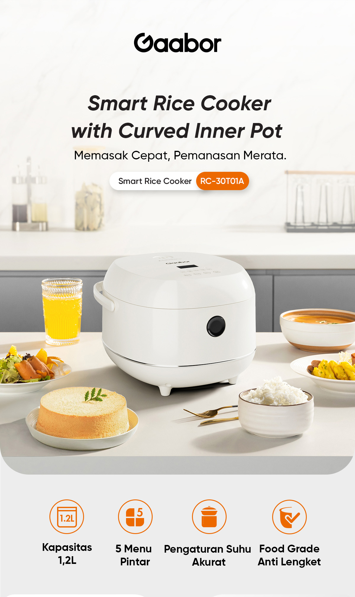 Jual Gaabor Rice Cooker 1.2L Magic Com Anti Lengket Low Watt 500W ...