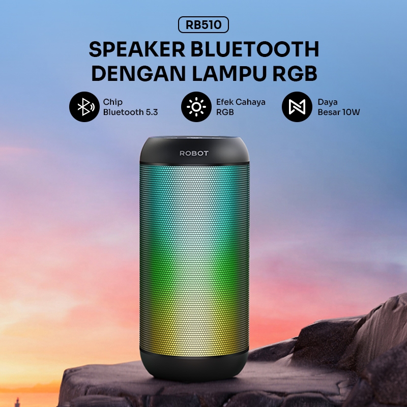 Jual ROBOT Speaker Bluetooth Bass Kuat 10W Tahan Air IPX4 LED RGB 360 ...