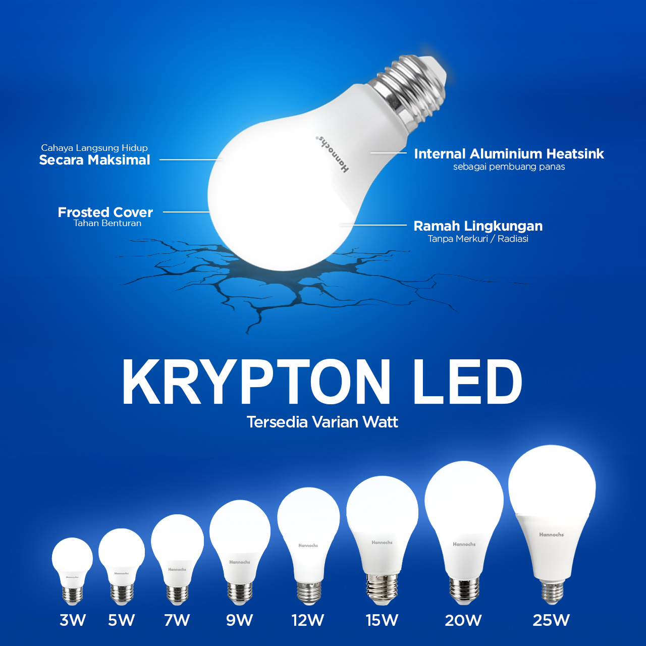 Jual Hannochs Lampu Bohlam LED Krypton 7W Cahaya Putih Paket isi 4 Pcs ...