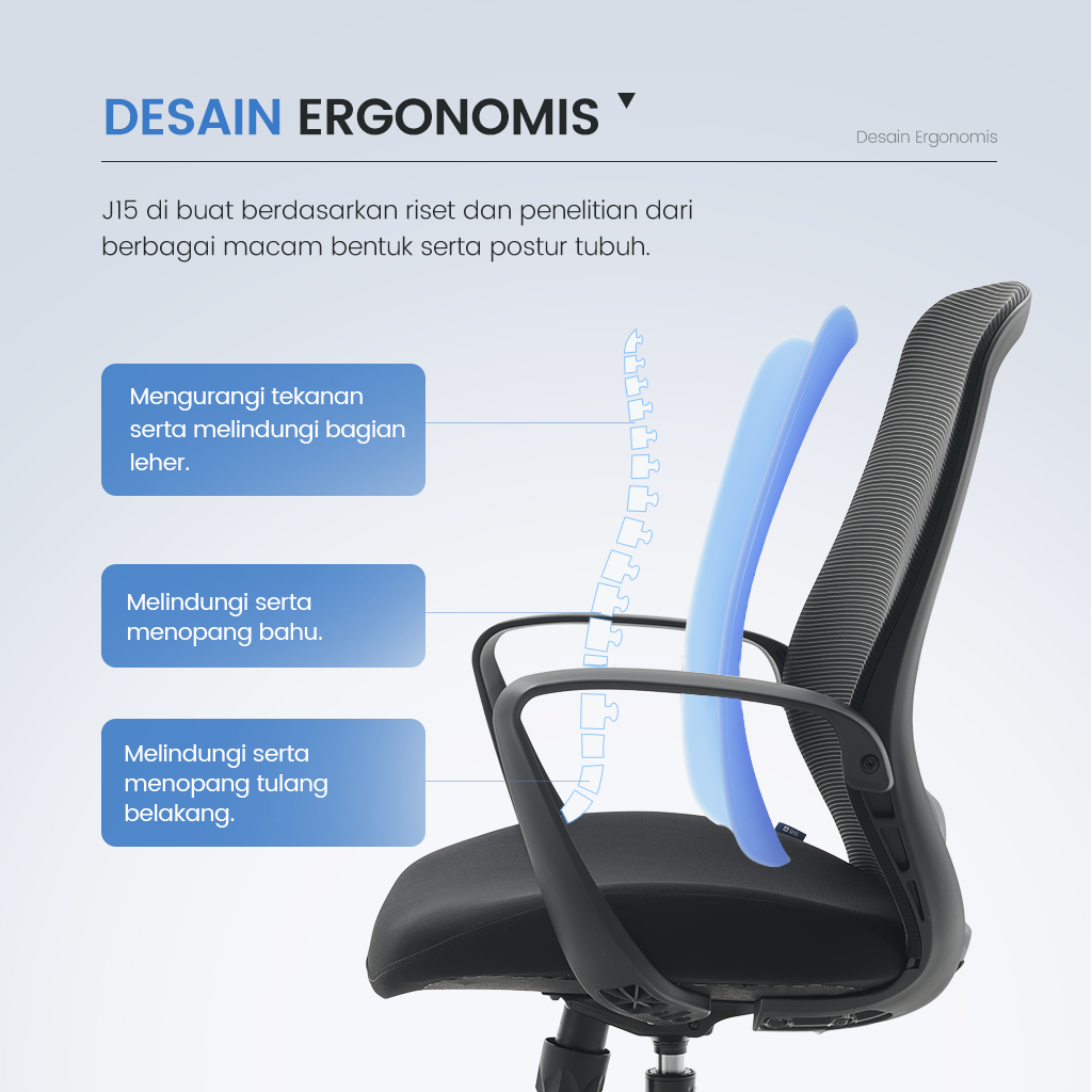 Jual ANZI J15 Kursi Kerja Ergonomis / Kursi Kantor dengan Dudukan Tebal ...