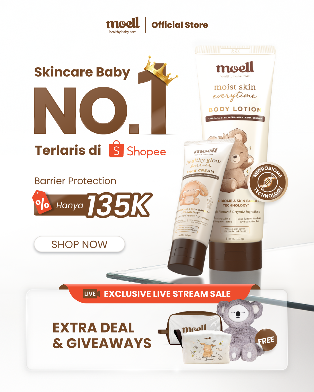 Jual Moell Barrier Protection Body Lotion 185gr & Face Cream 40gr ...