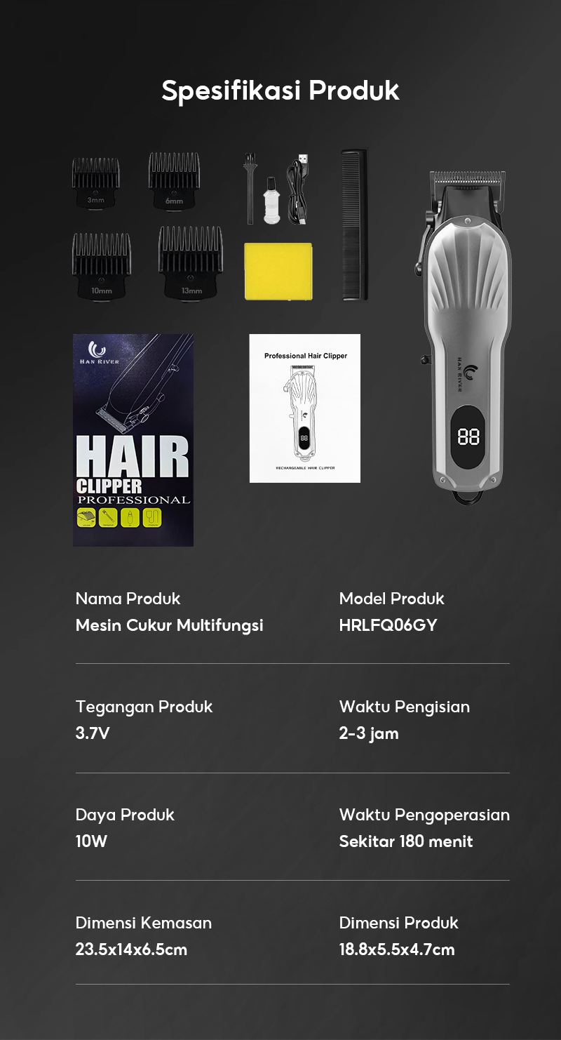 Jual HAN RIVER alat cukur rambut elektrik mesin cukur/hair clipper ...